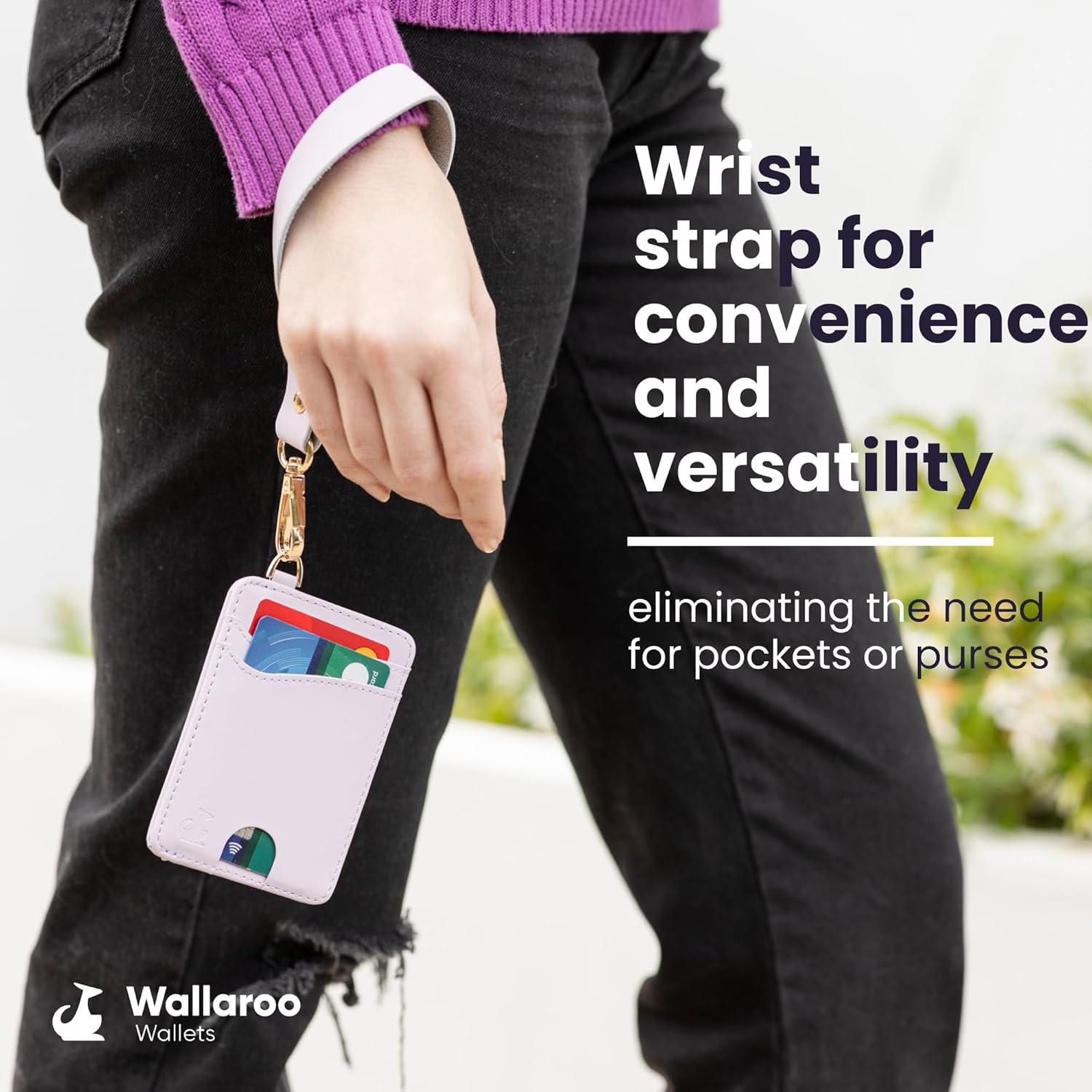 Cartera de muñeca de cuero Wallaroo rosa lavanda para mujeres