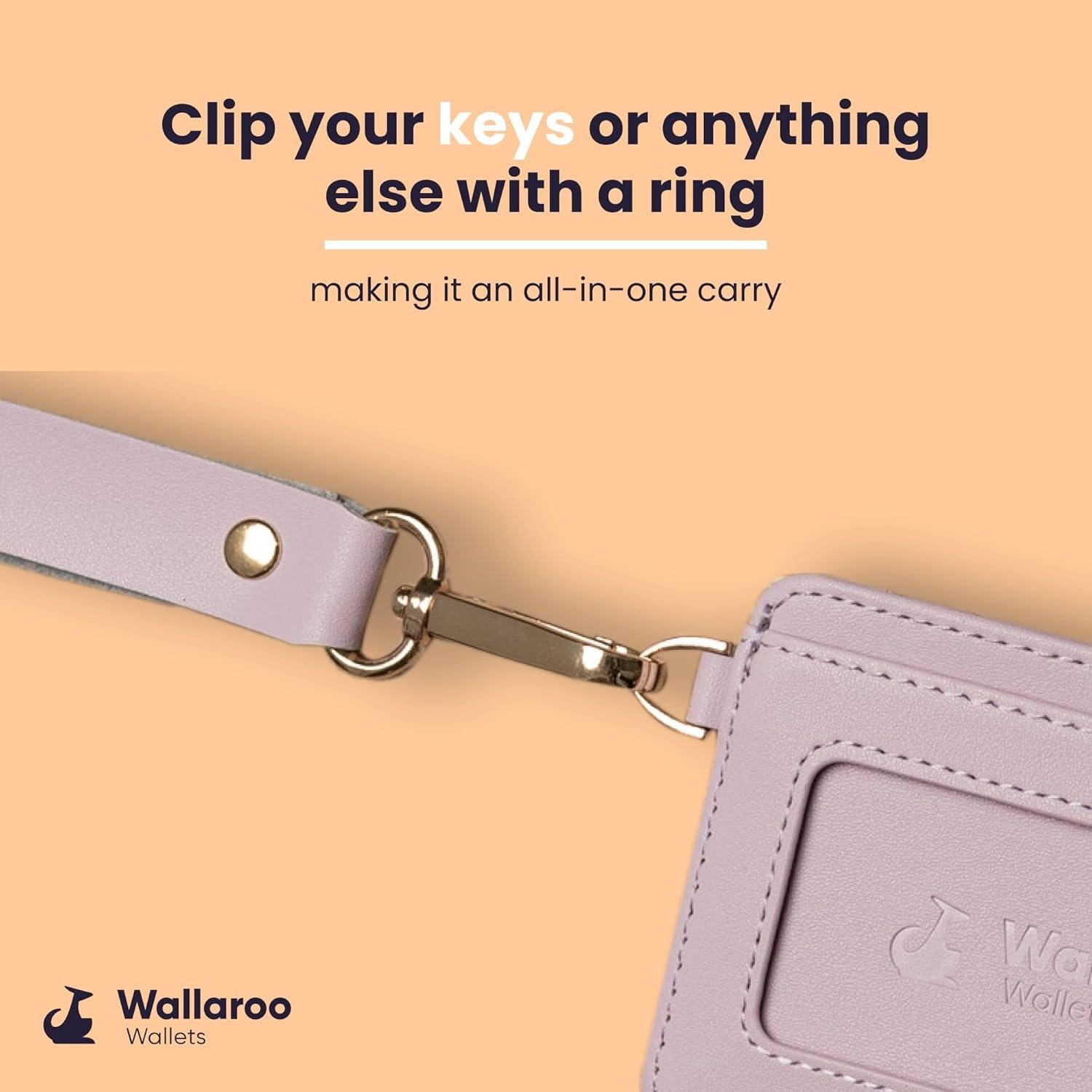 Cartera de muñeca de cuero Wallaroo rosa lavanda para mujeres