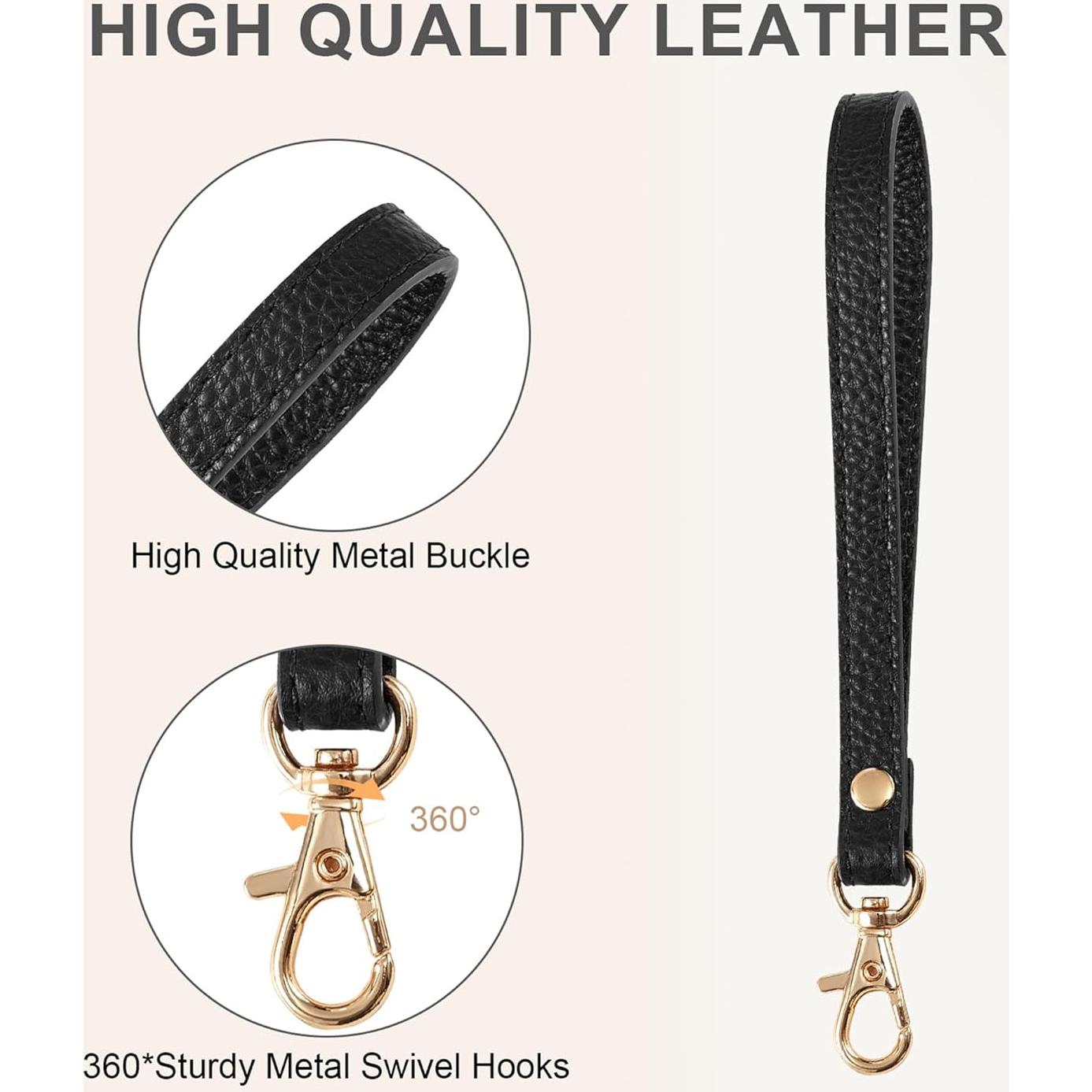 Correa de Muñeca de Cuero Genuino 100% Premium Negra