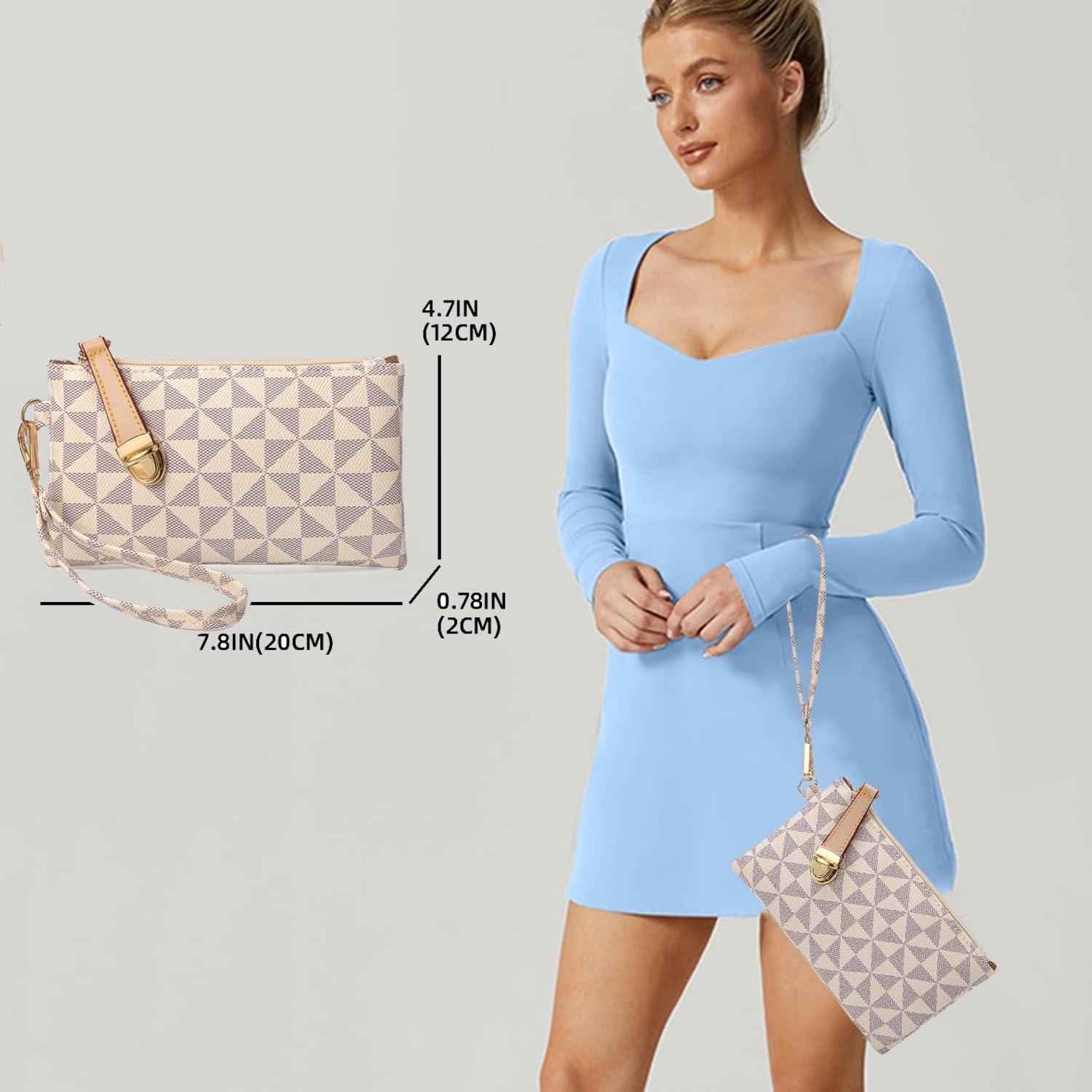 Cartera de Muñeca de Cuero PU Blanca para Mujeres - Gran Capacidad