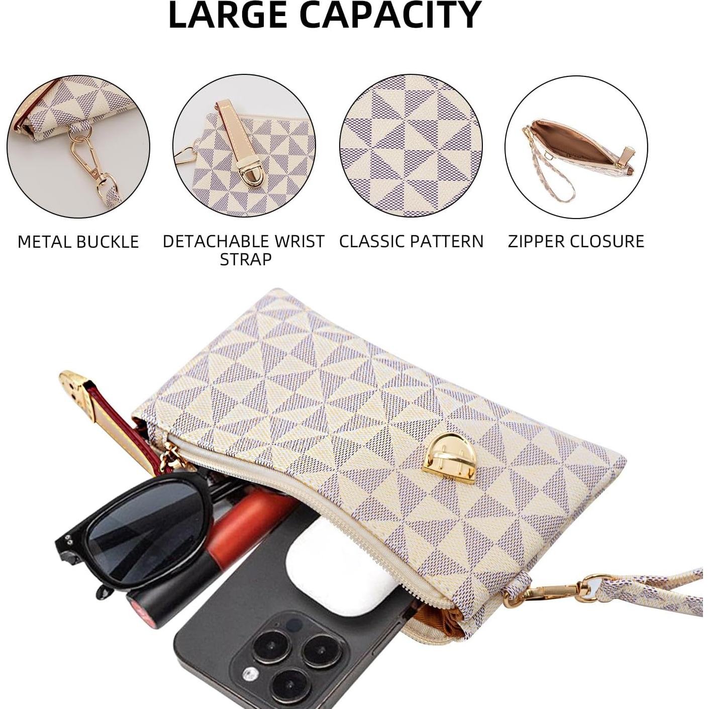 Cartera de Muñeca de Cuero PU Blanca para Mujeres - Gran Capacidad