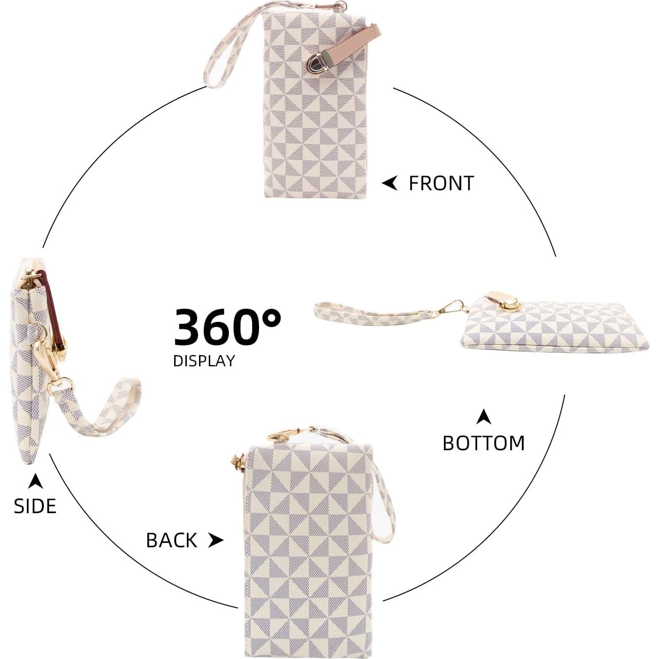 Cartera de Muñeca de Cuero PU Blanca para Mujeres - Gran Capacidad