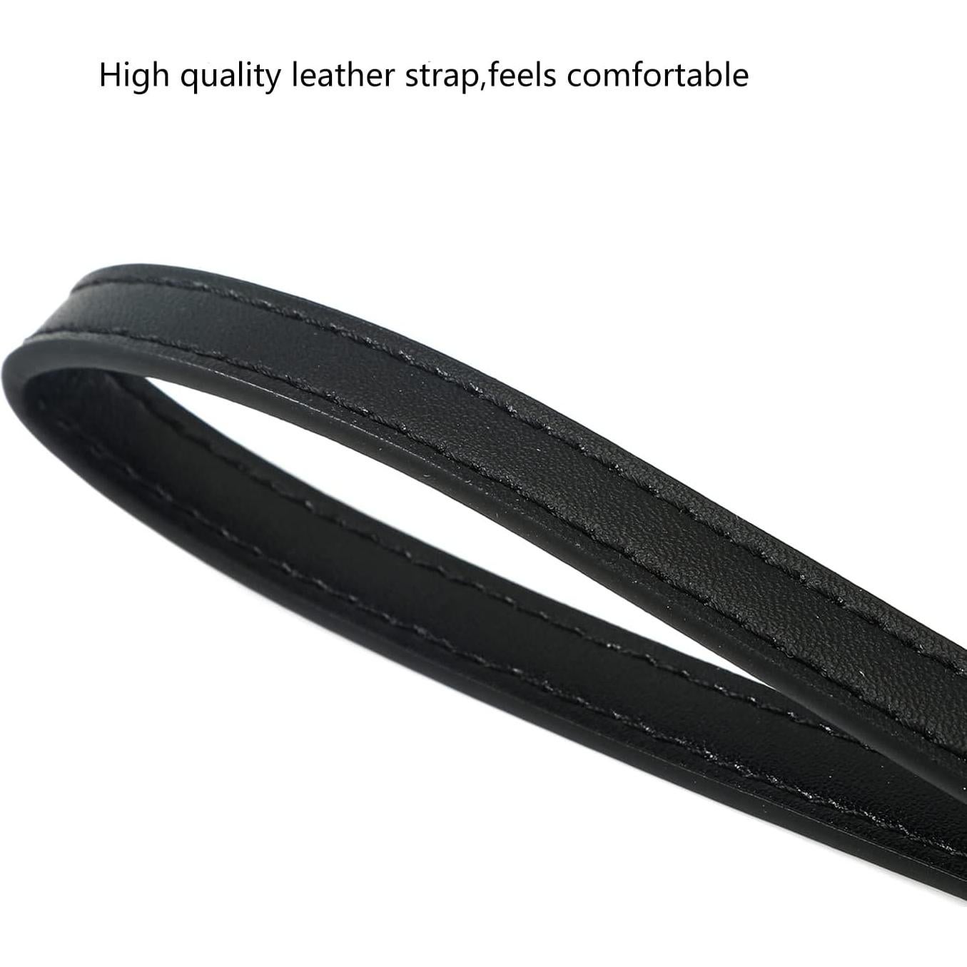 Correa de muñeca de cuero negro para bolso y teléfono