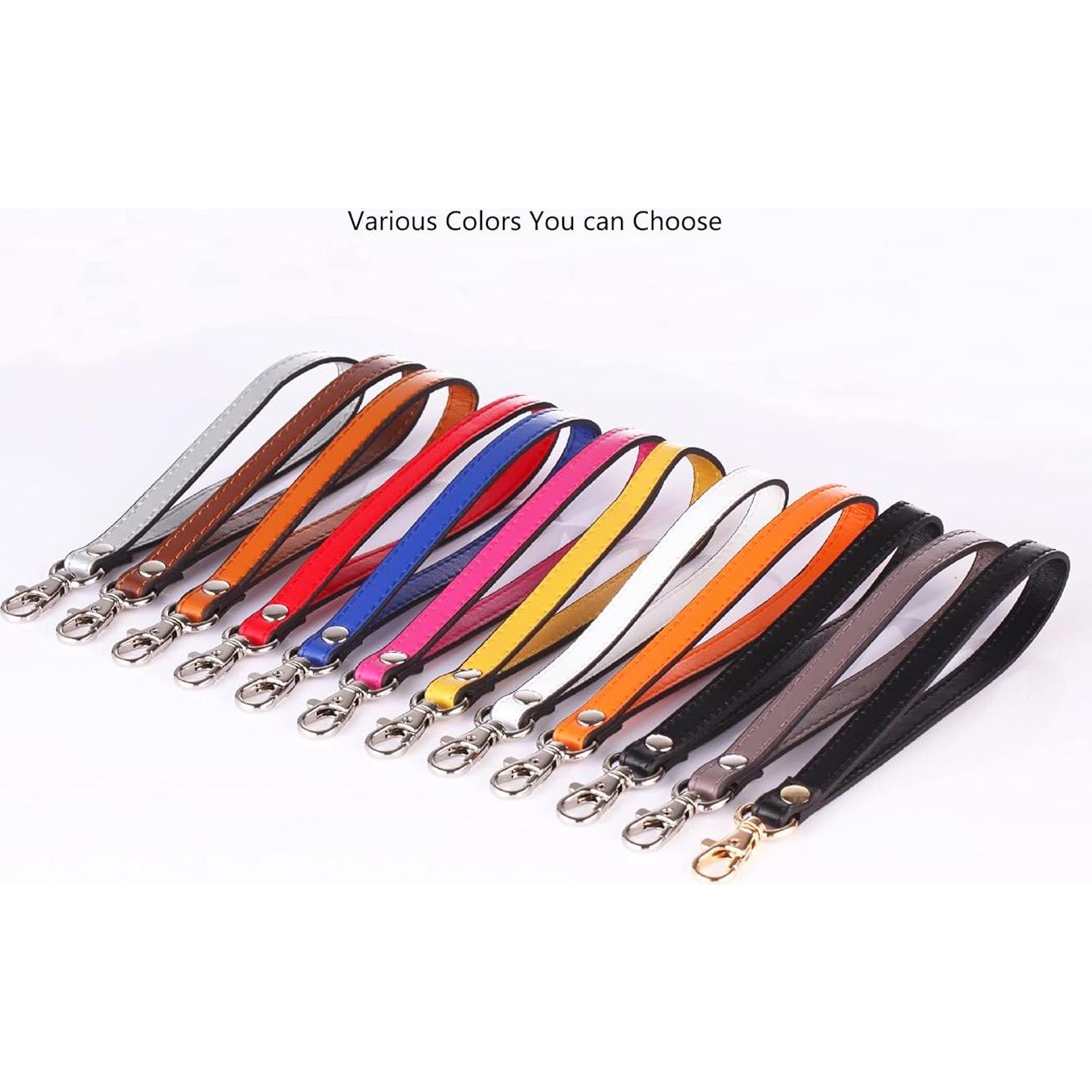 Correa de muñeca de cuero negro para bolso y teléfono