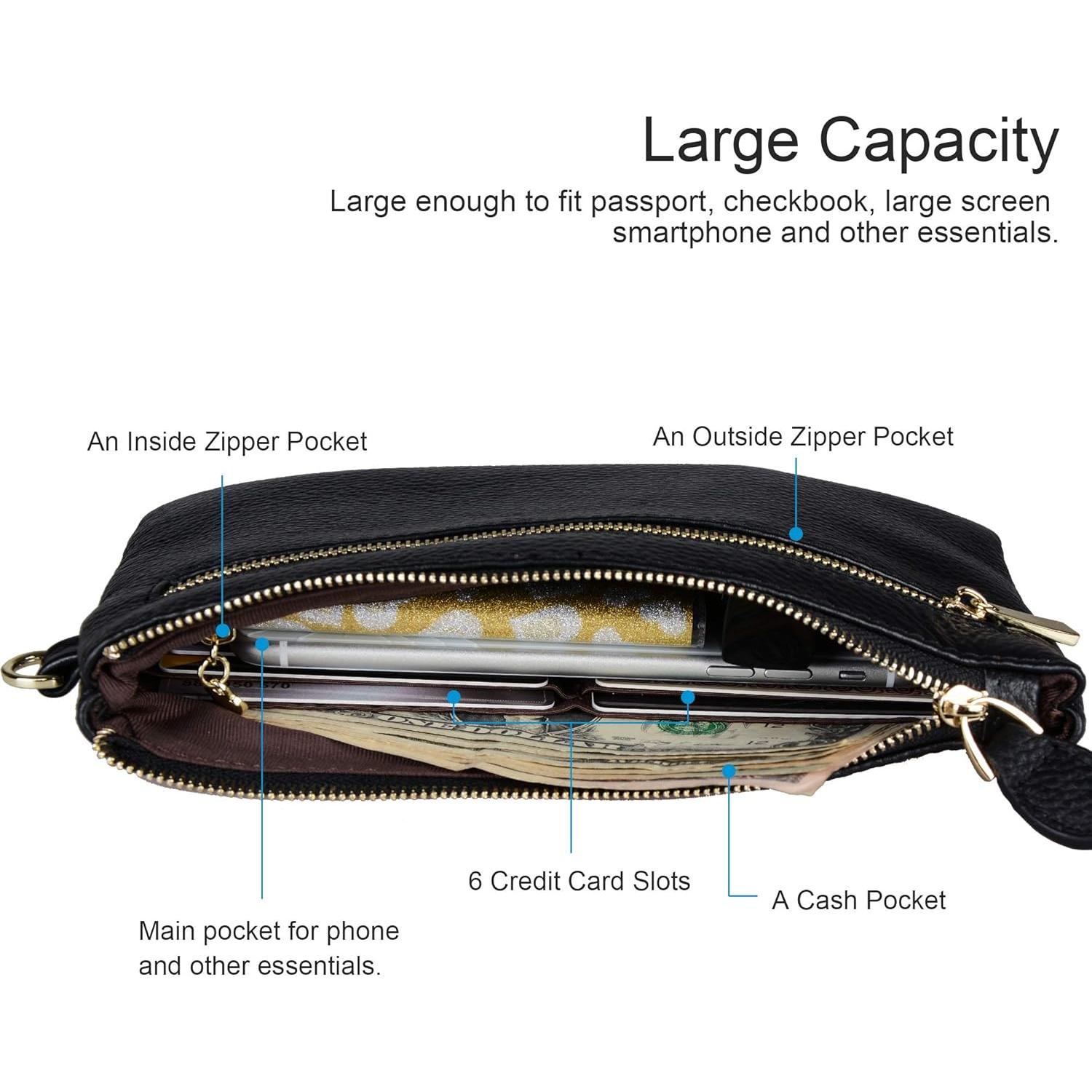 Cartera de Muñeca de Cuero Befen con Bloqueo RFID - Negro