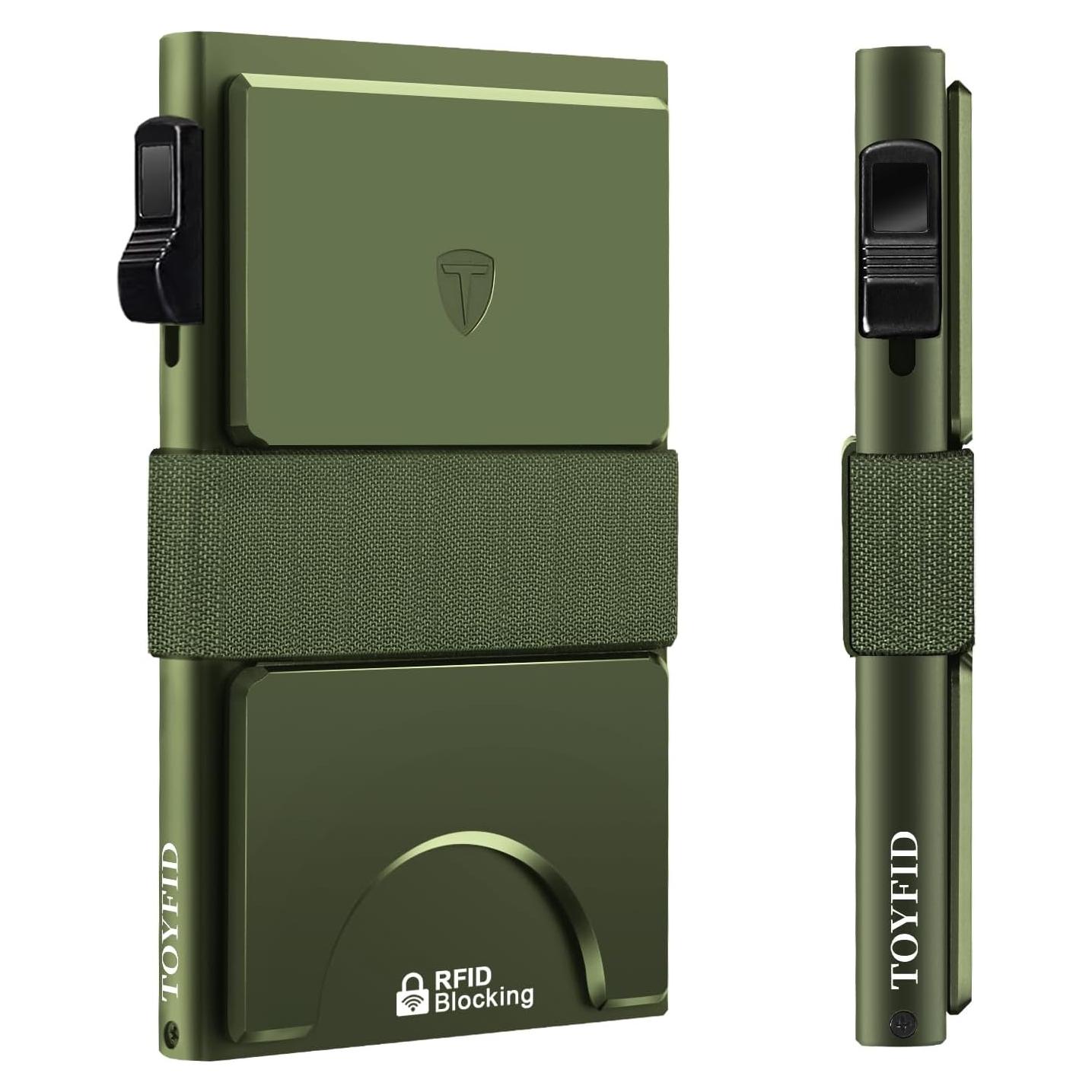 Billetera Slim TOYFID para Hombres con Bloqueo RFID Verde