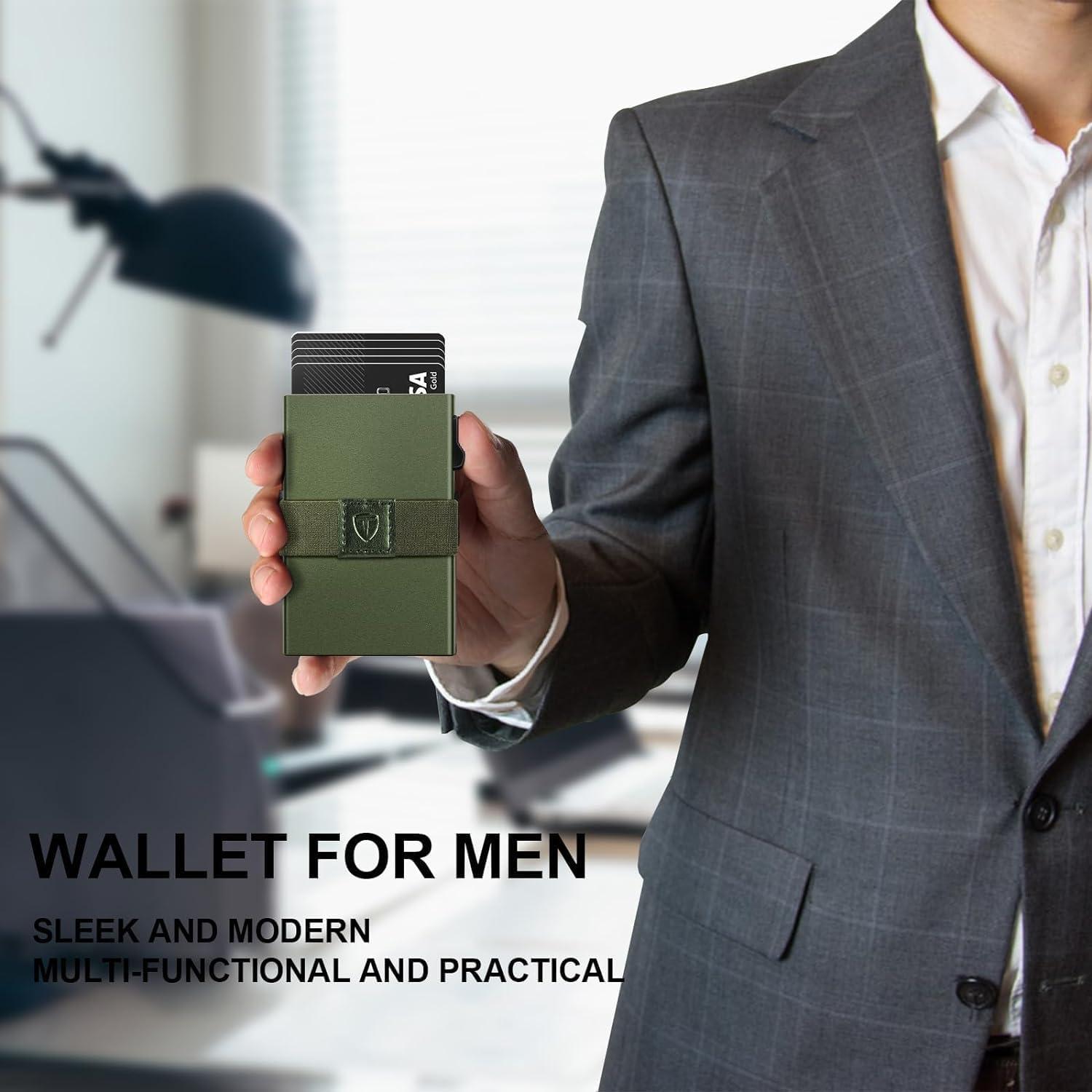 Billetera Slim TOYFID para Hombres con Bloqueo RFID Verde