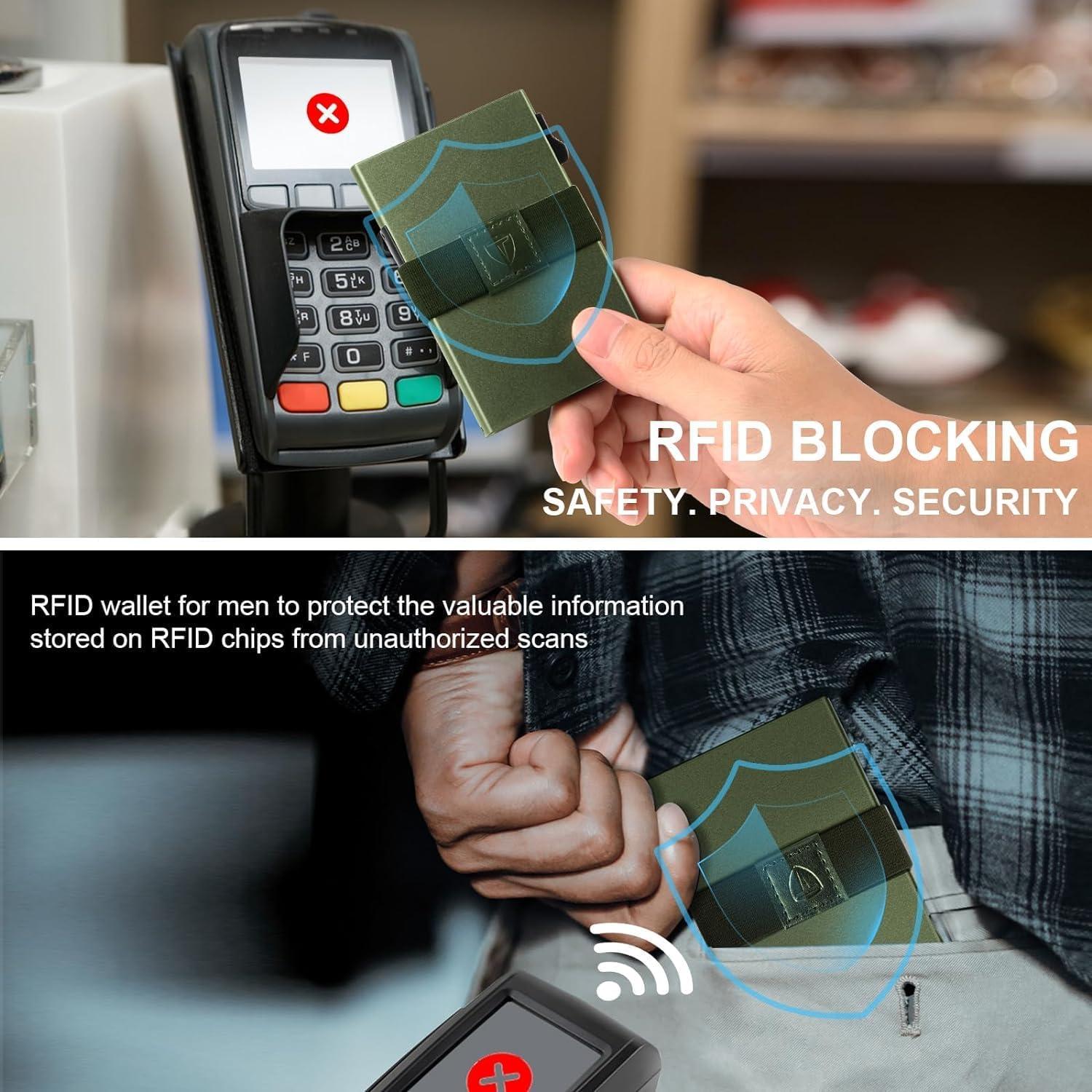 Billetera Slim TOYFID para Hombres con Bloqueo RFID Verde