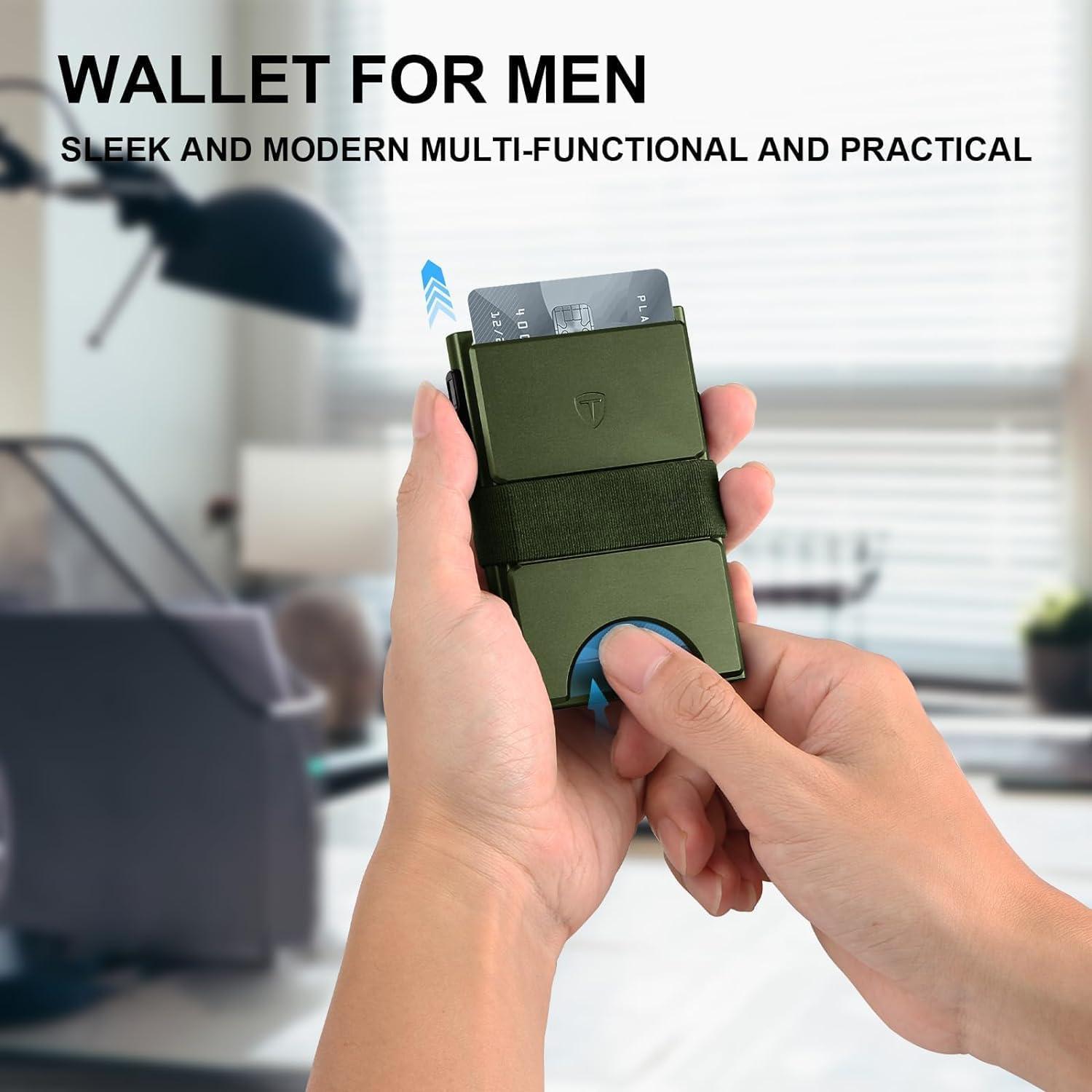 Billetera Slim TOYFID para Hombres con Bloqueo RFID Verde