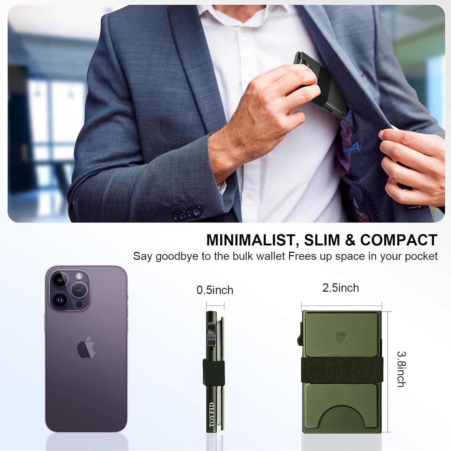 Billetera Slim TOYFID para Hombres con Bloqueo RFID Verde