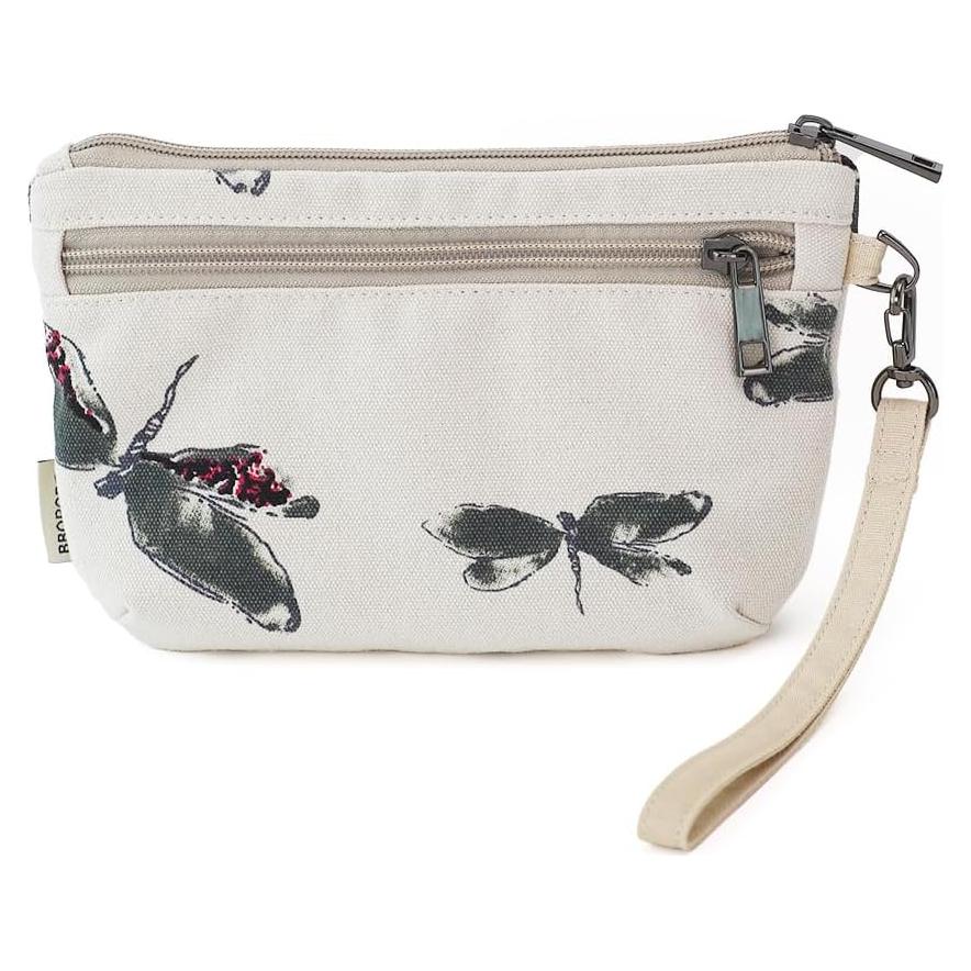 Cartera de muñeca BBORGDC blanca con cremallera y bolsillo