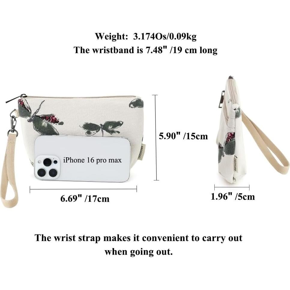 Cartera de muñeca BBORGDC blanca con cremallera y bolsillo