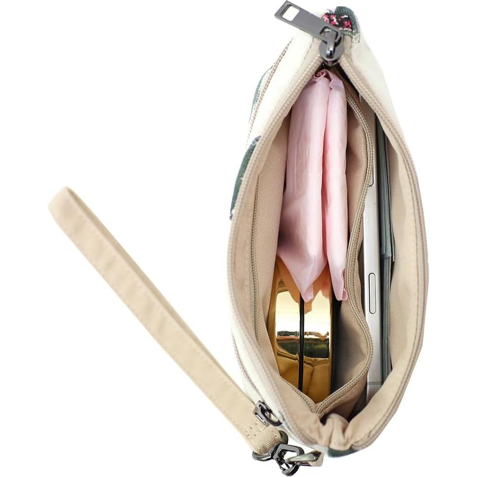 Cartera de muñeca BBORGDC blanca con cremallera y bolsillo