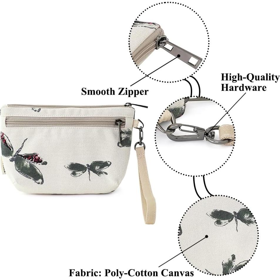 Cartera de muñeca BBORGDC blanca con cremallera y bolsillo