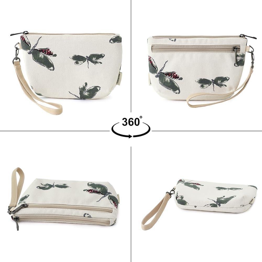 Cartera de muñeca BBORGDC blanca con cremallera y bolsillo