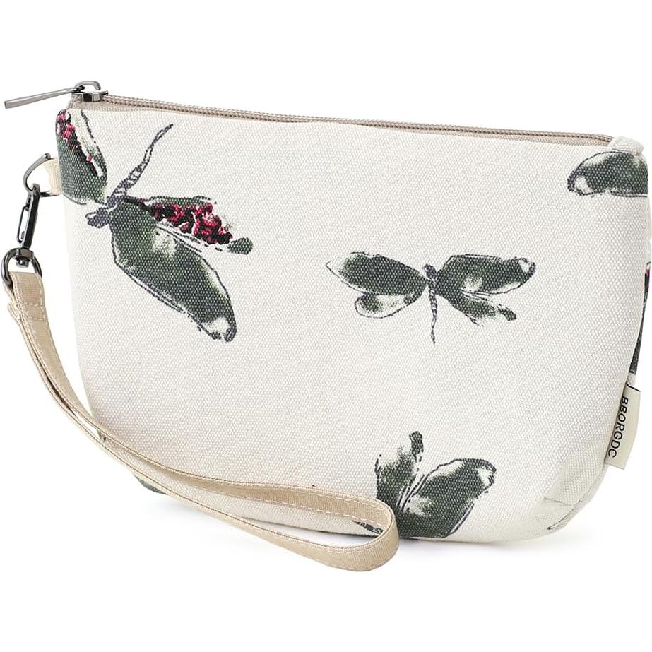 Cartera de muñeca BBORGDC blanca con cremallera y bolsillo