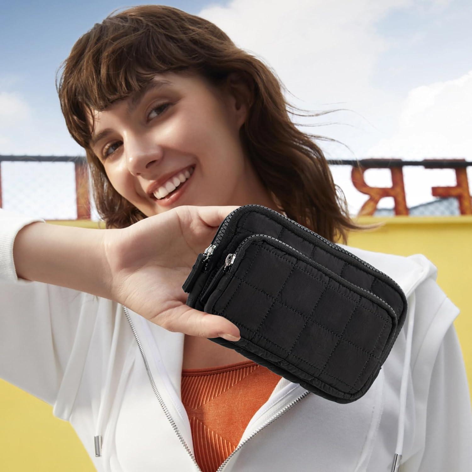 Cartera de Muñeca VONAL para Mujeres - Nailon Acolchado Negro