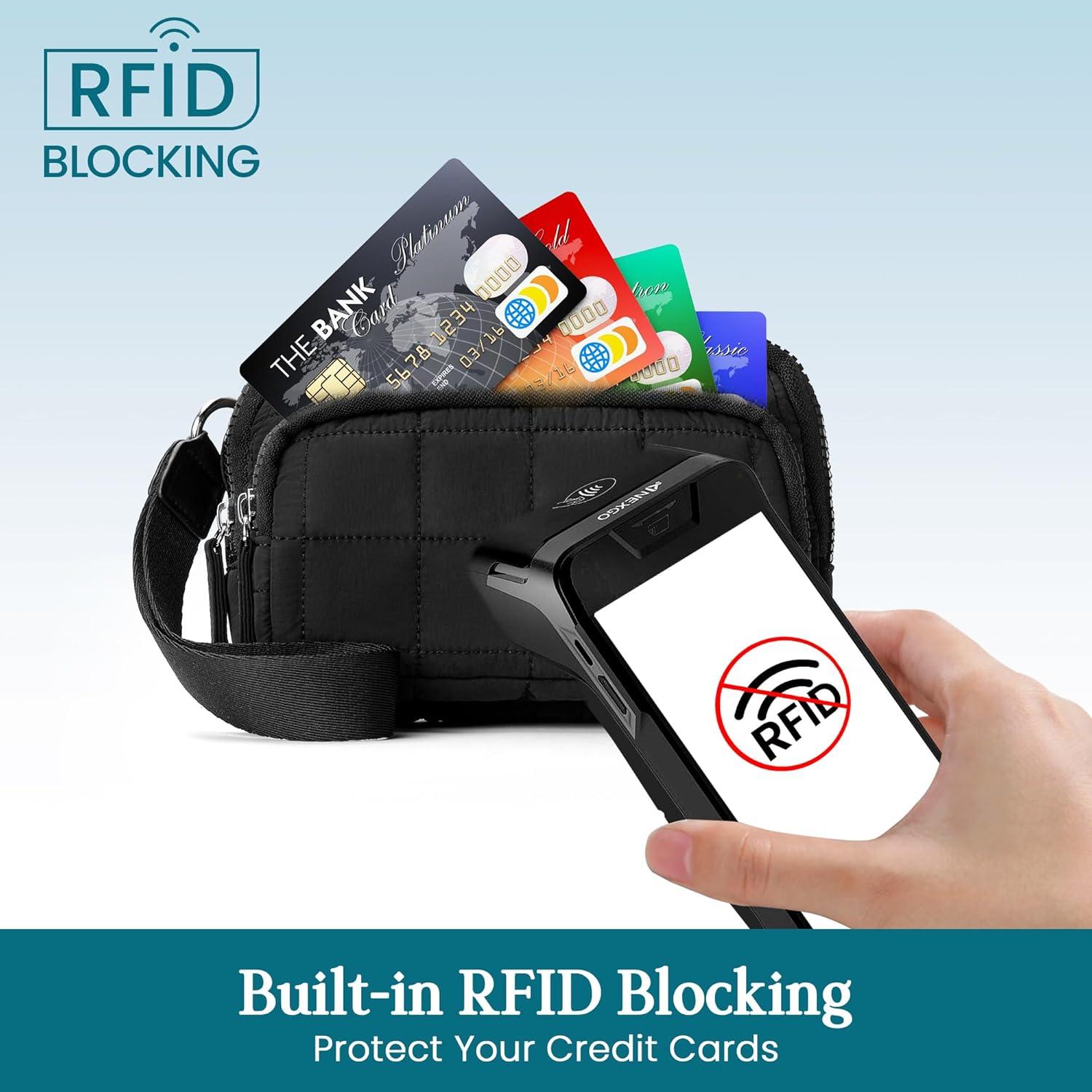 Cartera de Muñeca VONAL para Mujeres - Nailon Acolchado Negro