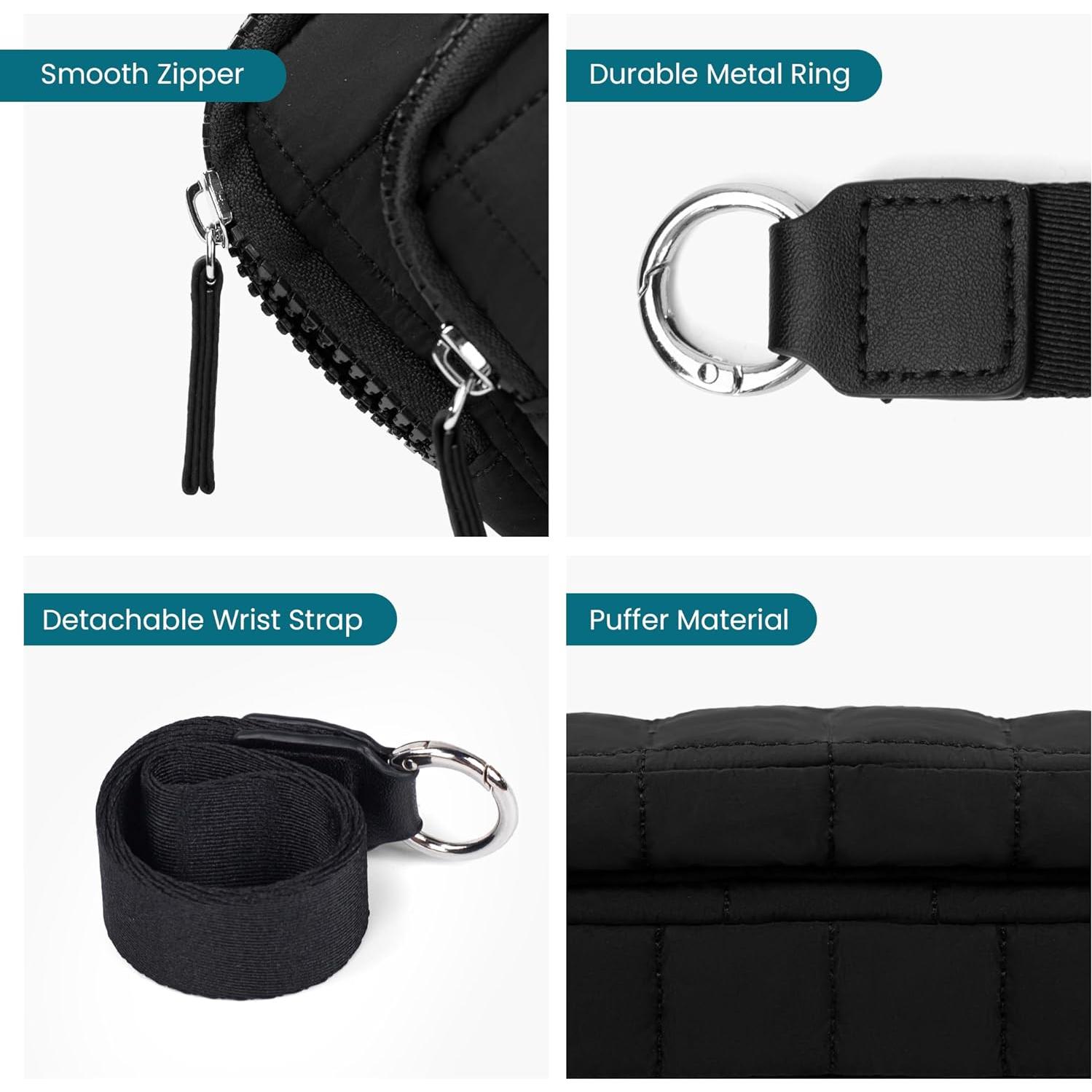 Cartera de Muñeca VONAL para Mujeres - Nailon Acolchado Negro