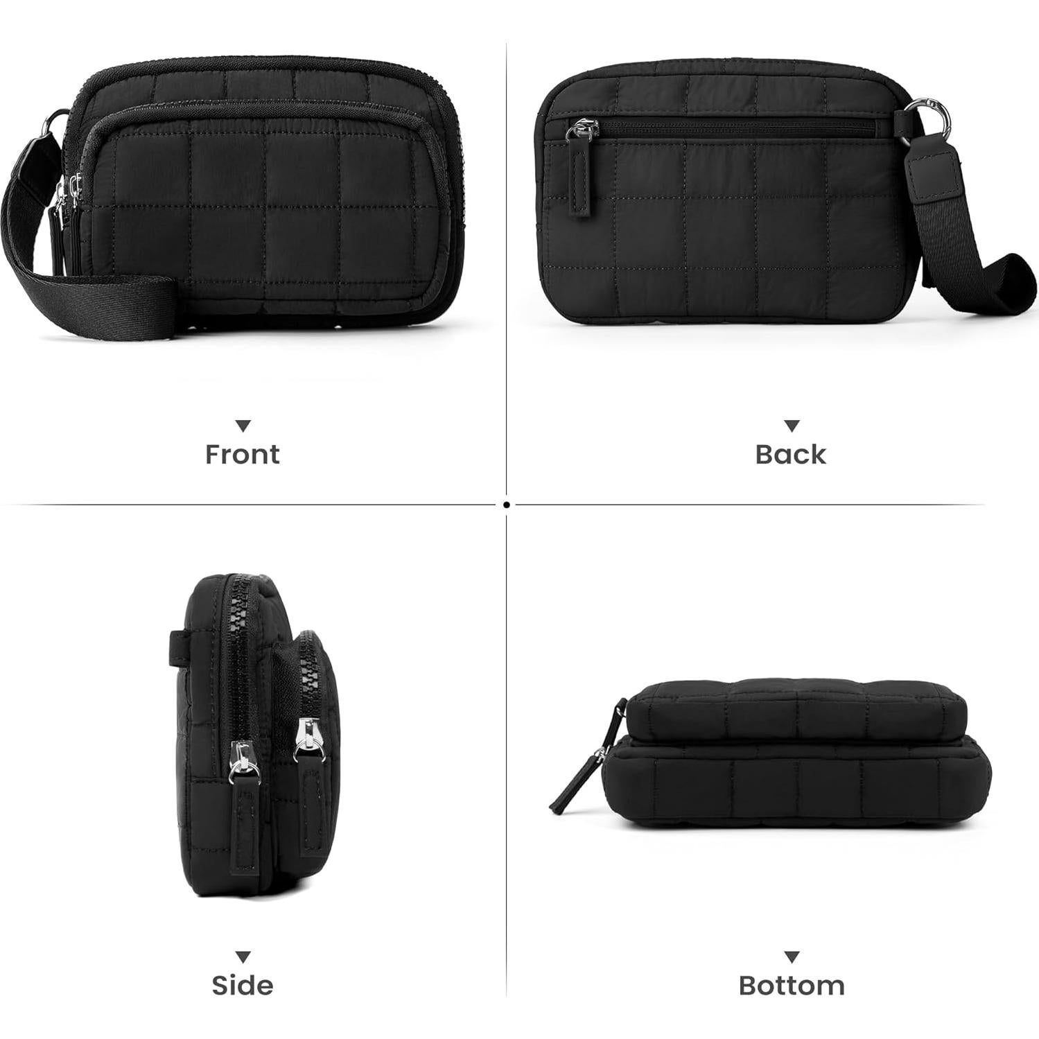 Cartera de Muñeca VONAL para Mujeres - Nailon Acolchado Negro