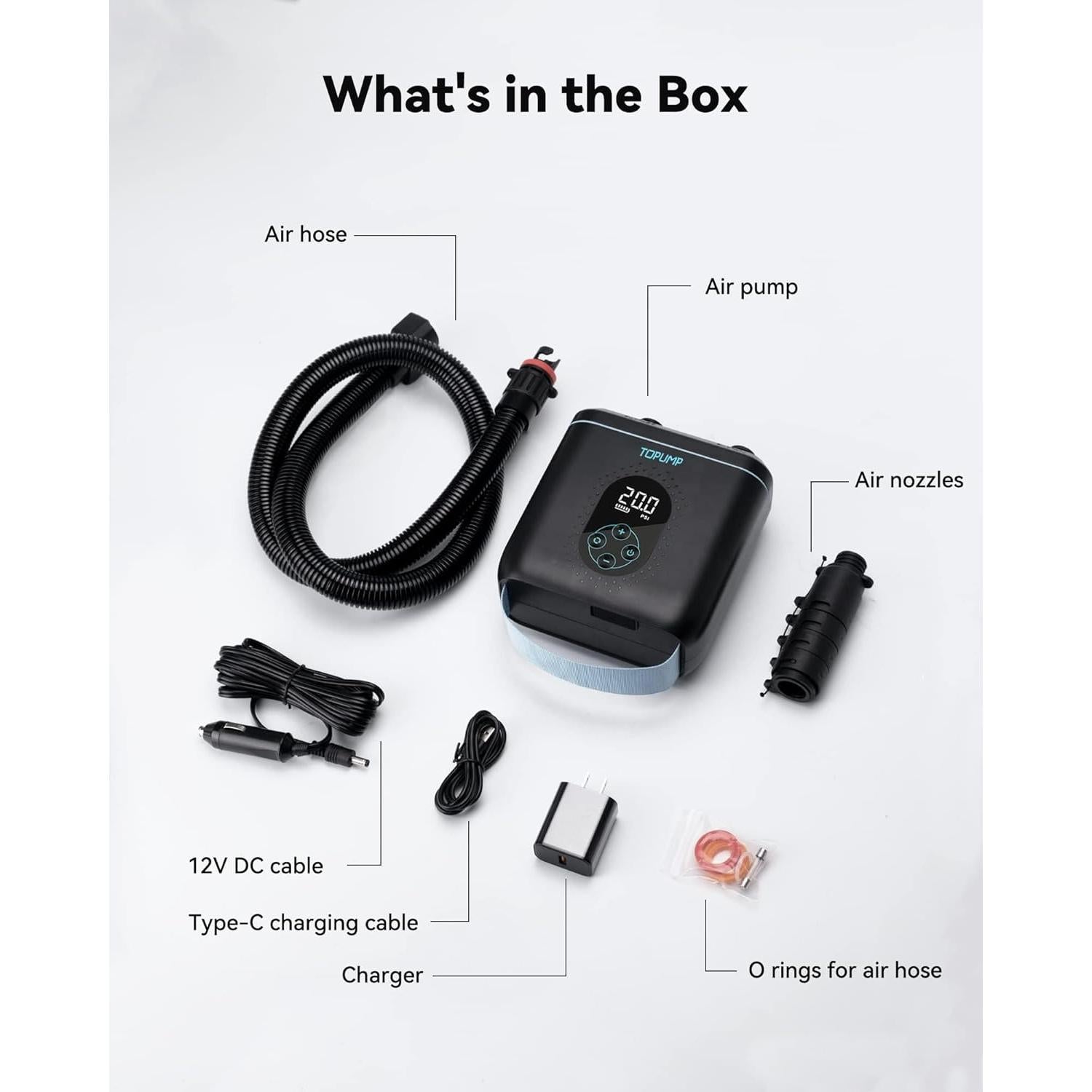 Bomba de Aire Eléctrica TOPUMP TPS260 20 PSI Portátil