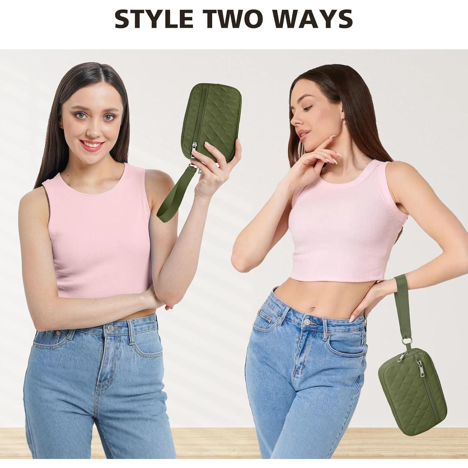 Cartera de Muñeca DIXEIGHT Verde con Protección RFID 20.1x12.7cm