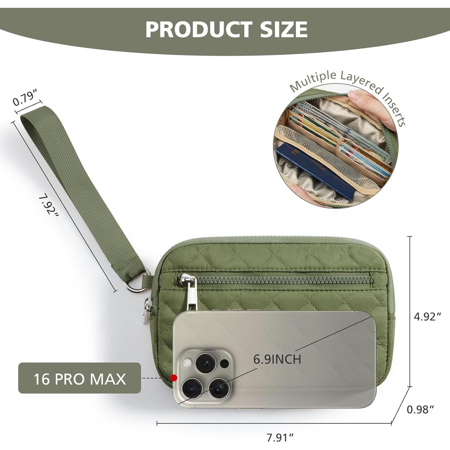 Cartera de Muñeca DIXEIGHT Verde con Protección RFID 20.1x12.7cm