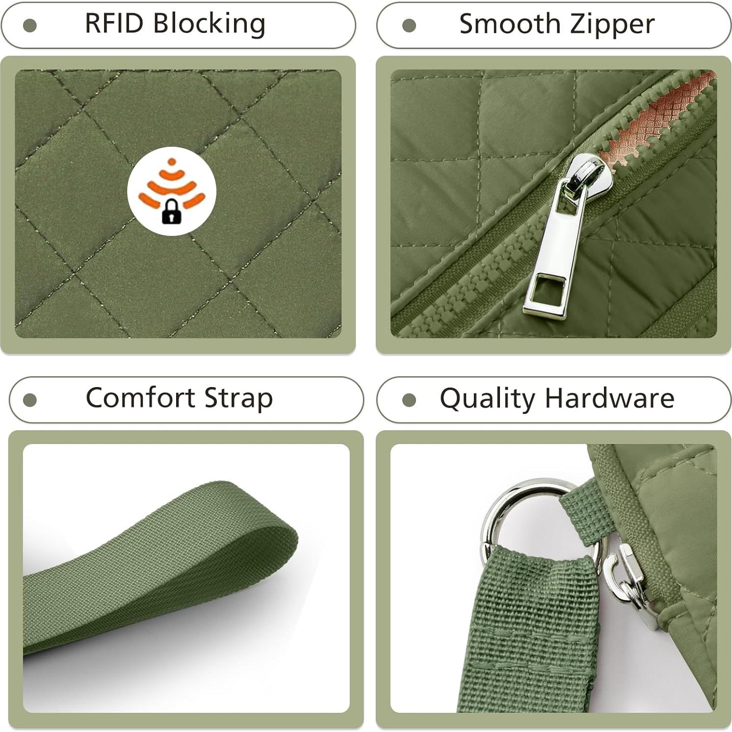 Cartera de Muñeca DIXEIGHT Verde con Protección RFID 20.1x12.7cm