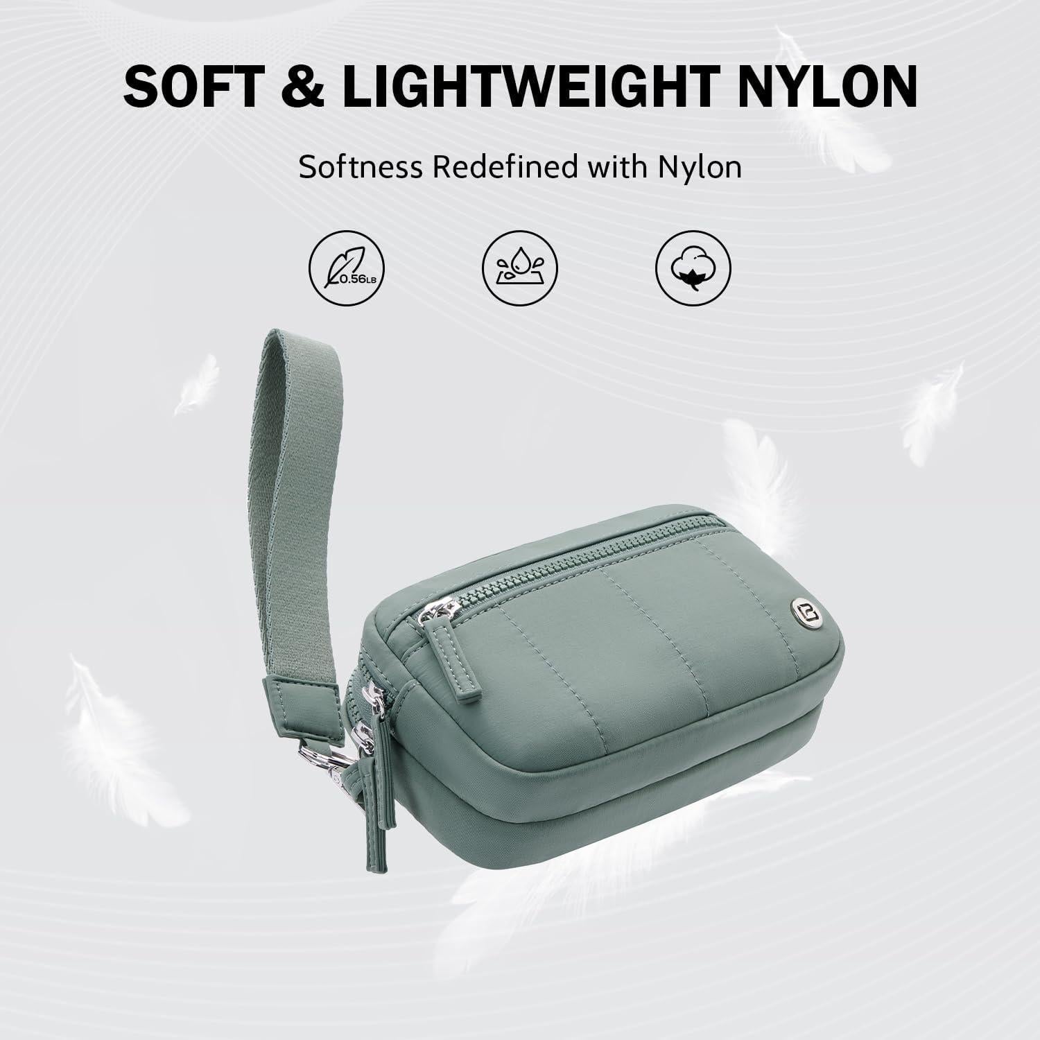 Bolso Cruzado Pequeño POIUGOYA de Nylon Verde con Monedero RFID