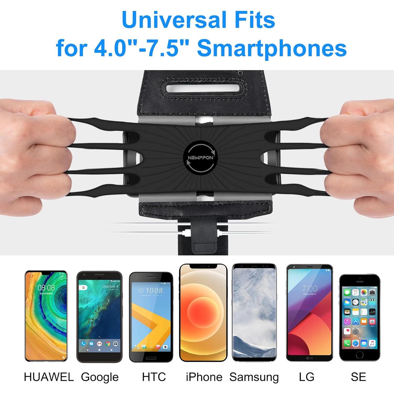 Banda para brazo Newppon para teléfono 360° ajustable negra