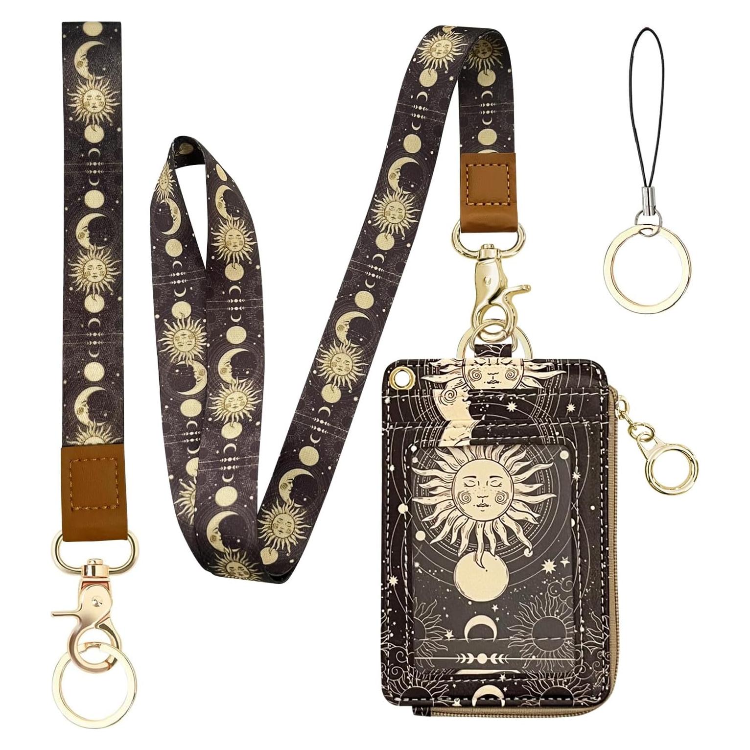 Cartera con Lanyard Bolimoss Sol y Luna, Cuero Sintético