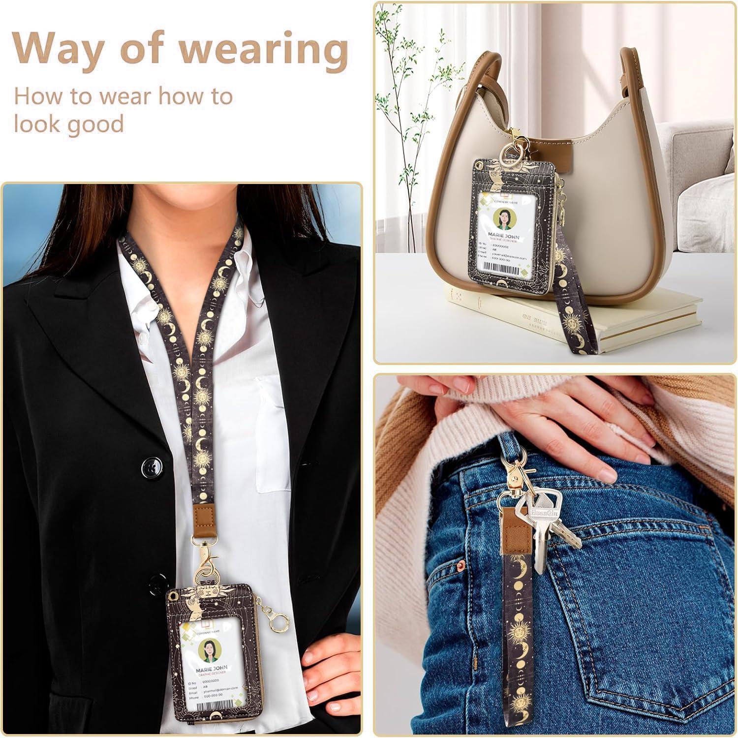 Cartera con Lanyard Bolimoss Sol y Luna, Cuero Sintético