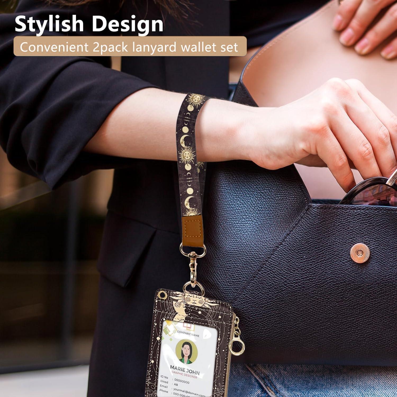 Cartera con Lanyard Bolimoss Sol y Luna, Cuero Sintético