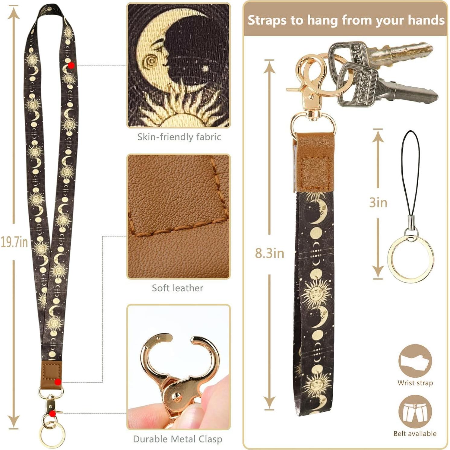 Cartera con Lanyard Bolimoss Sol y Luna, Cuero Sintético