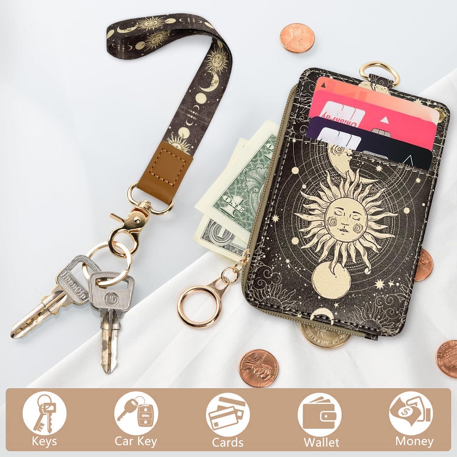 Cartera con Lanyard Bolimoss Sol y Luna, Cuero Sintético