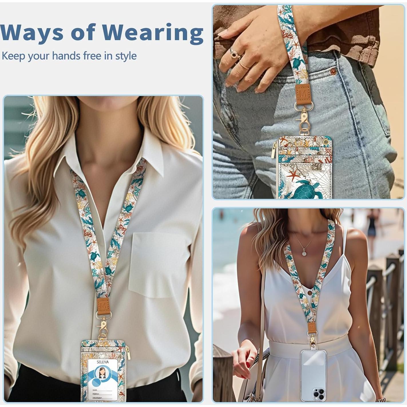 Billetera RFID Mavellin Tortuga Marina con Lanyard y Llaveros