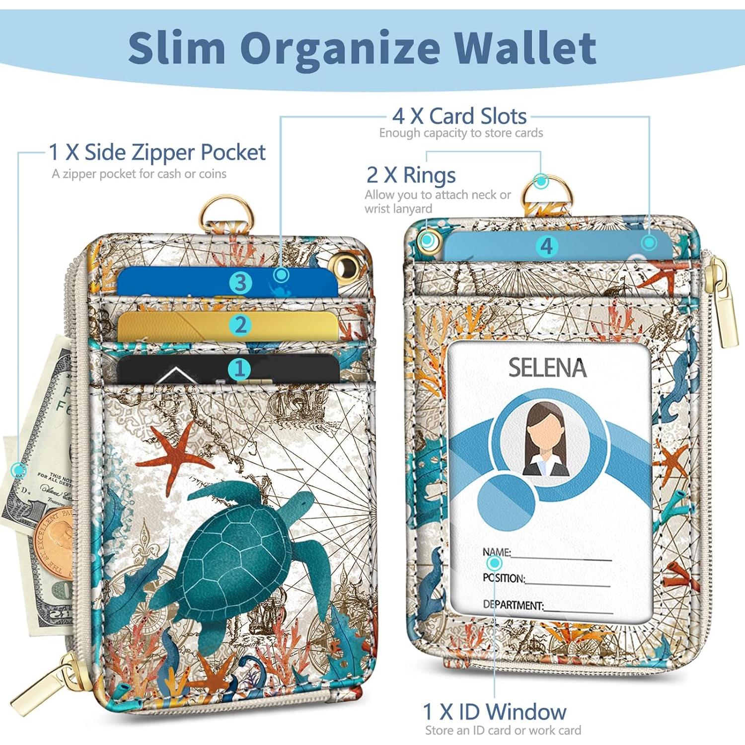 Billetera RFID Mavellin Tortuga Marina con Lanyard y Llaveros