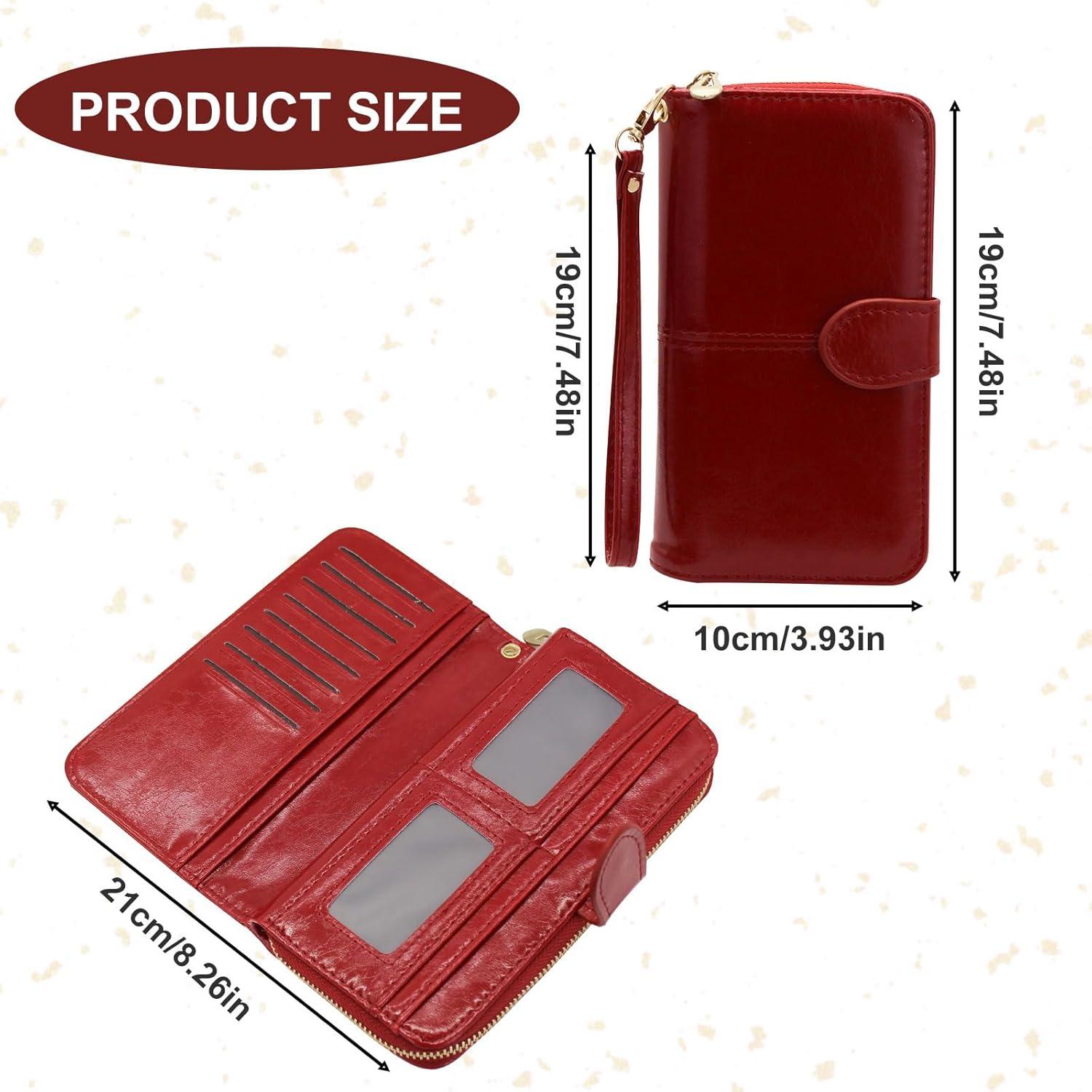 Cartera de Cuero Multifuncional AdiStylinno Roja 19x10.5cm