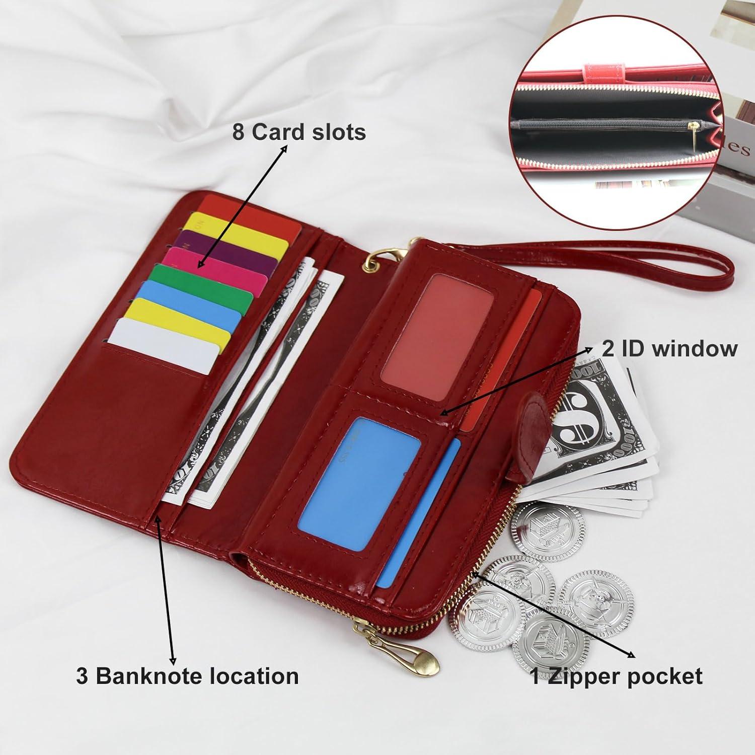 Cartera de Cuero Multifuncional AdiStylinno Roja 19x10.5cm