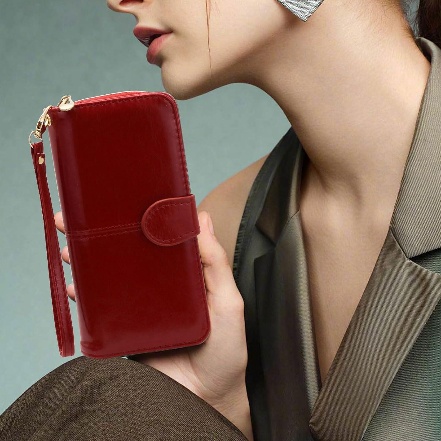 Cartera de Cuero Multifuncional AdiStylinno Roja 19x10.5cm