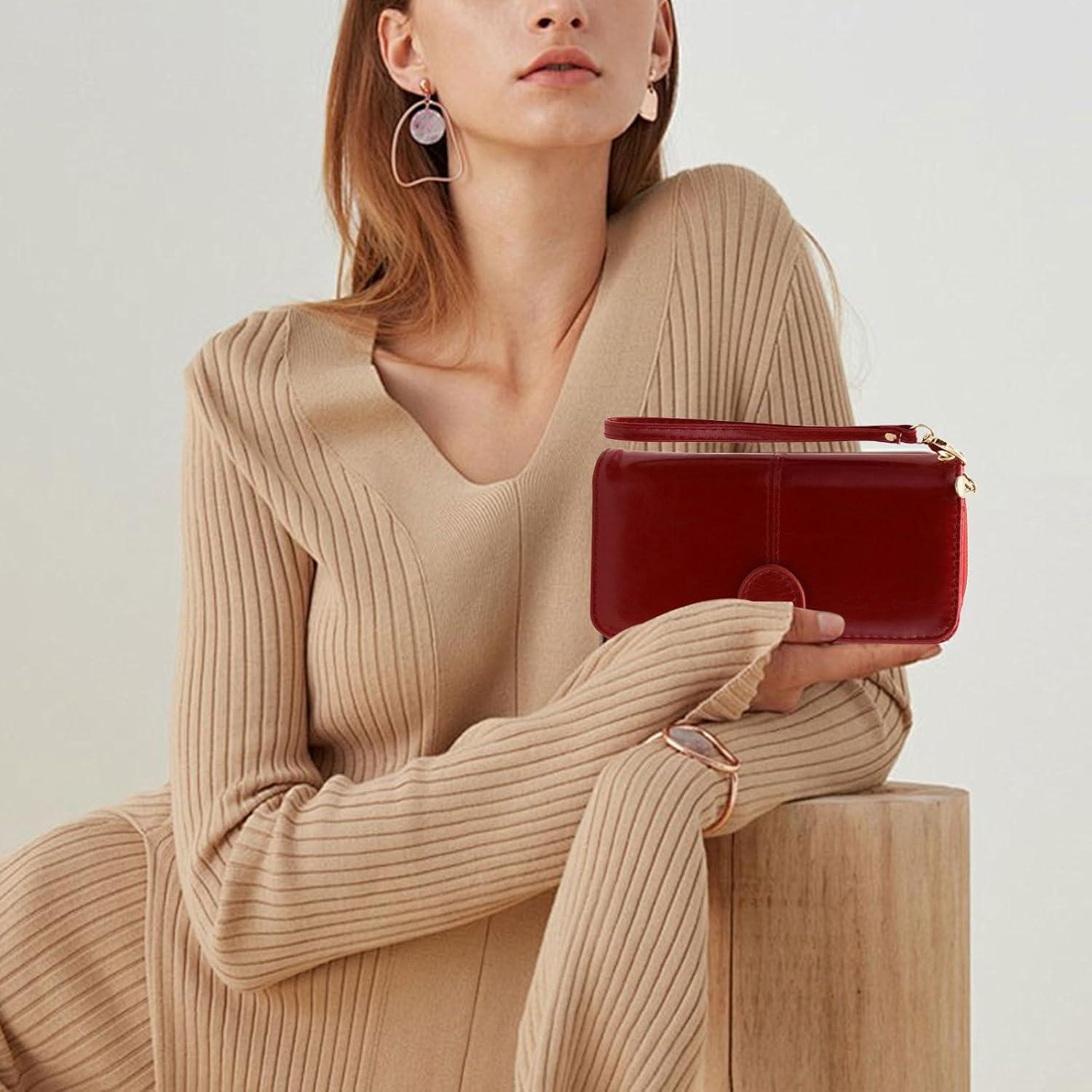 Cartera de Cuero Multifuncional AdiStylinno Roja 19x10.5cm