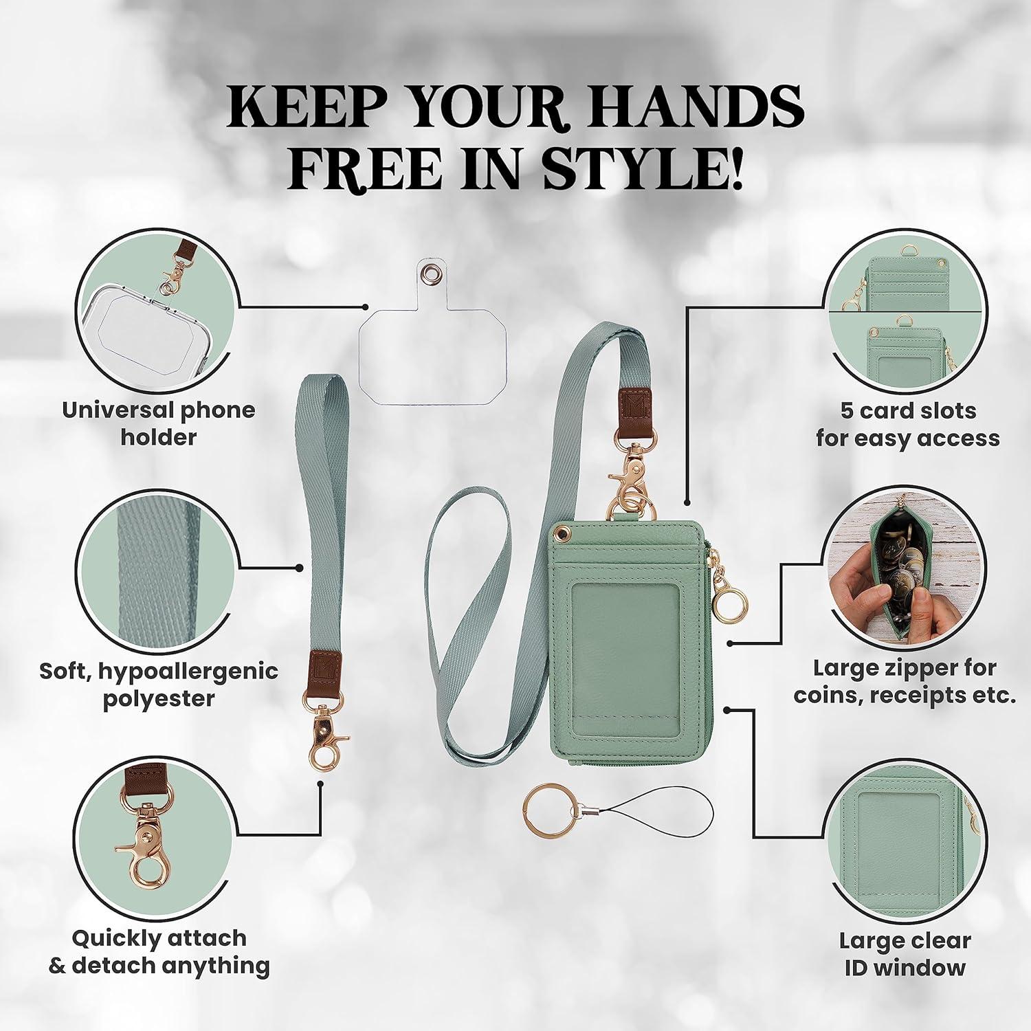 Porta Credencial 2 en 1 Mondo Designs Verde con Cordón