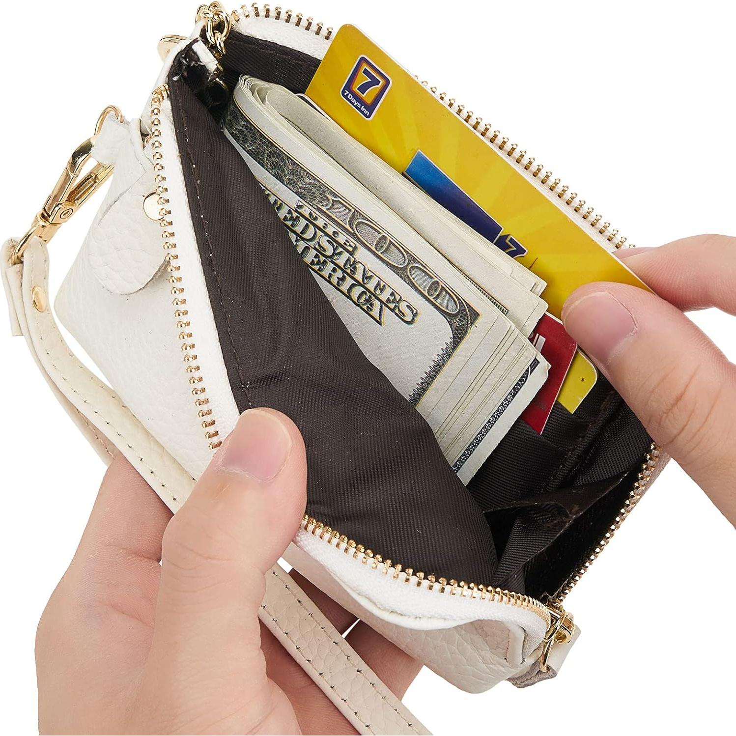 Monedero de Cuero ZOOEASS para Mujeres Blanco con Correa