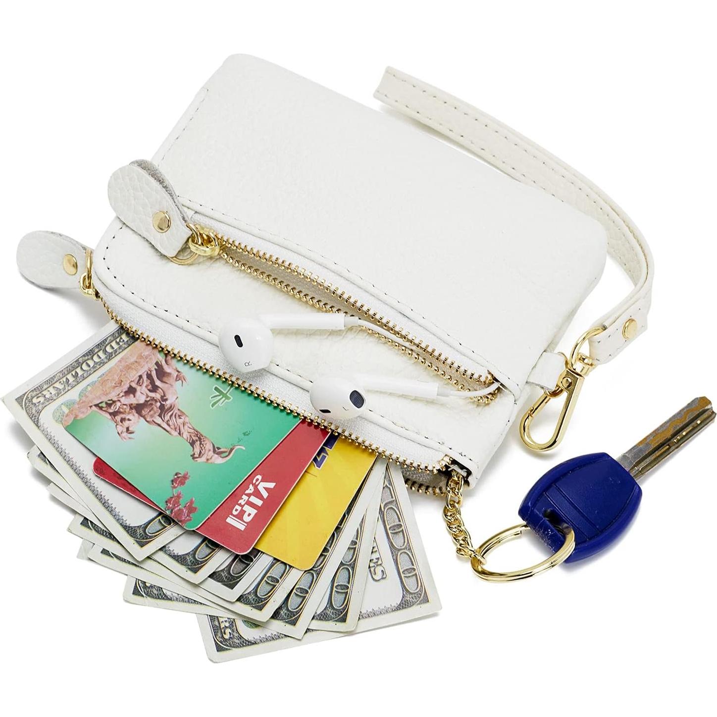 Monedero de Cuero ZOOEASS para Mujeres Blanco con Correa