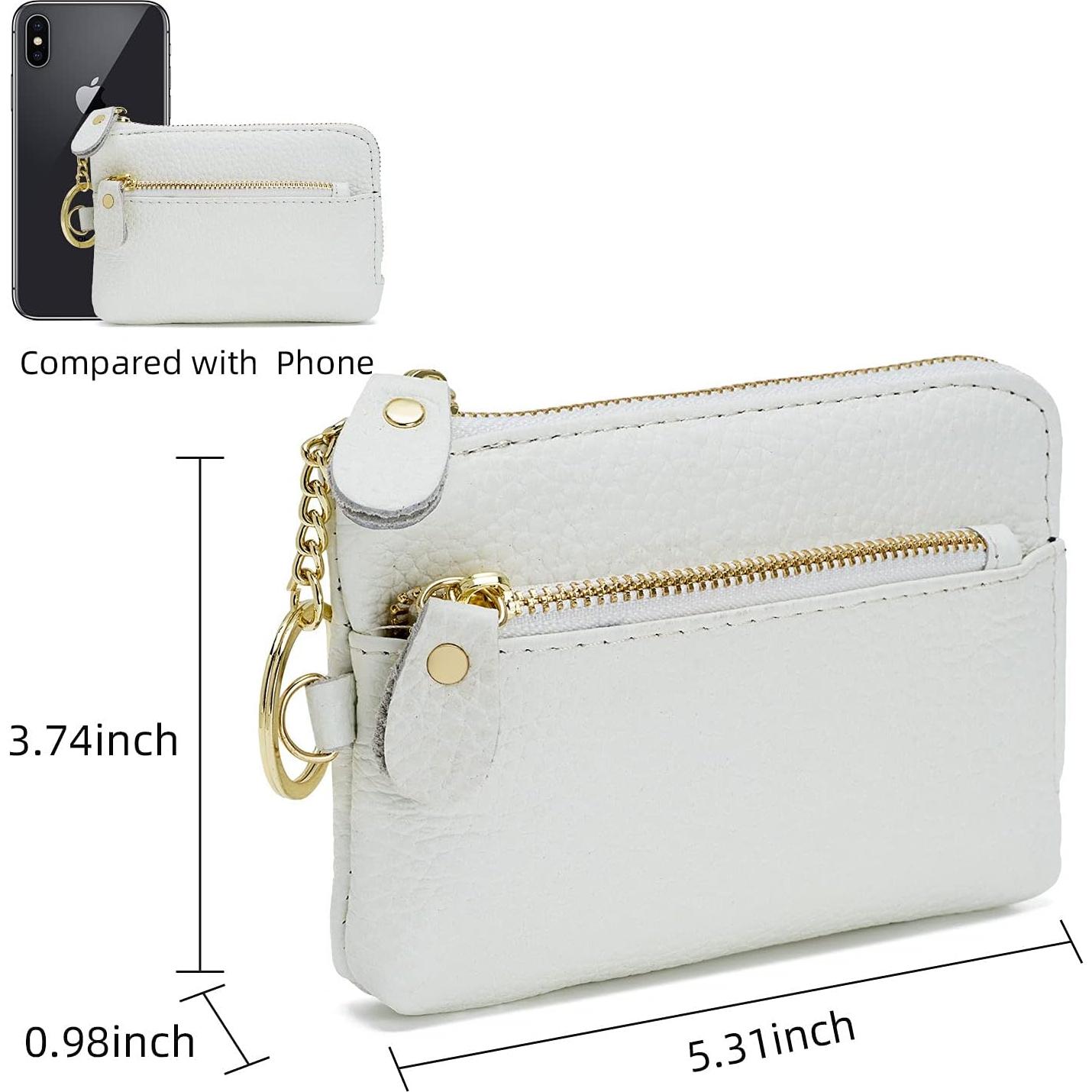Monedero de Cuero ZOOEASS para Mujeres Blanco con Correa