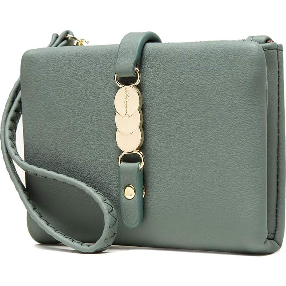 Cartera Bifold AOXON para Mujeres con Muñequera Verde