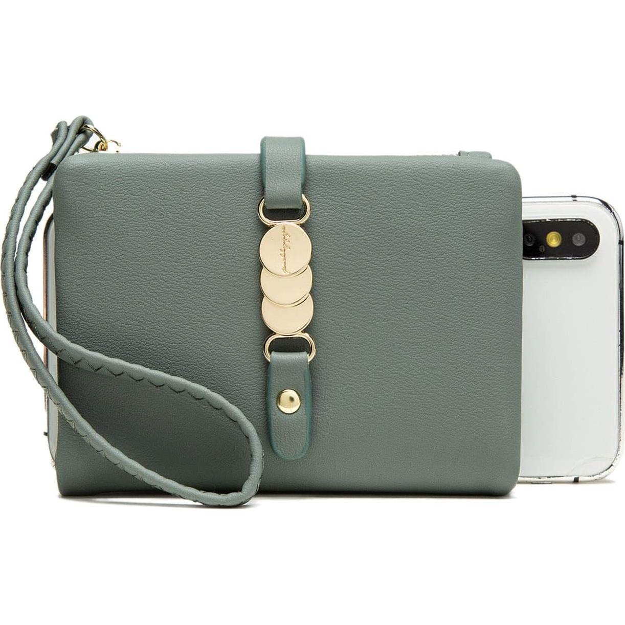 Cartera Bifold AOXON para Mujeres con Muñequera Verde