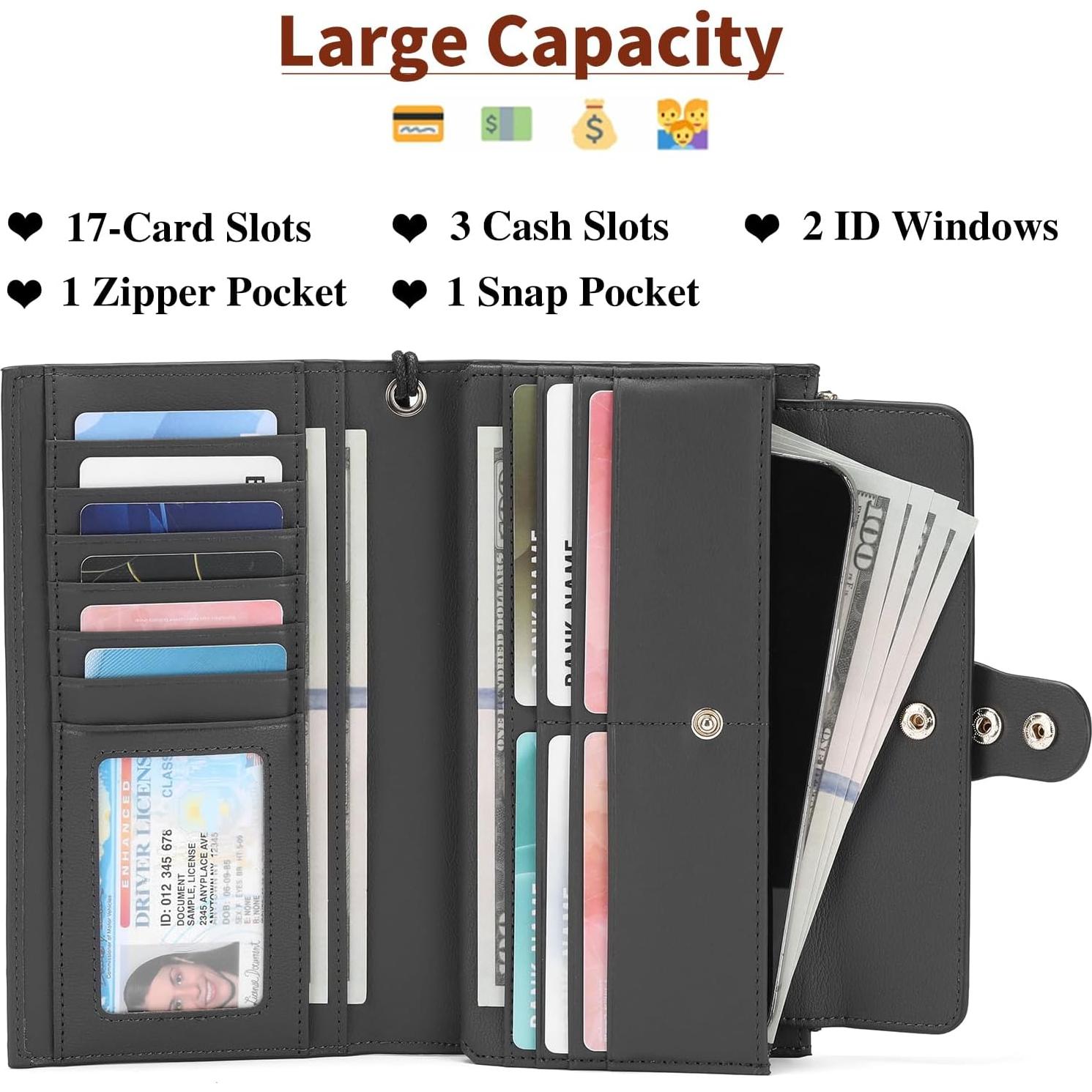 Cartera Grande de Cuero Genuino SENDEFN con Bloqueo RFID