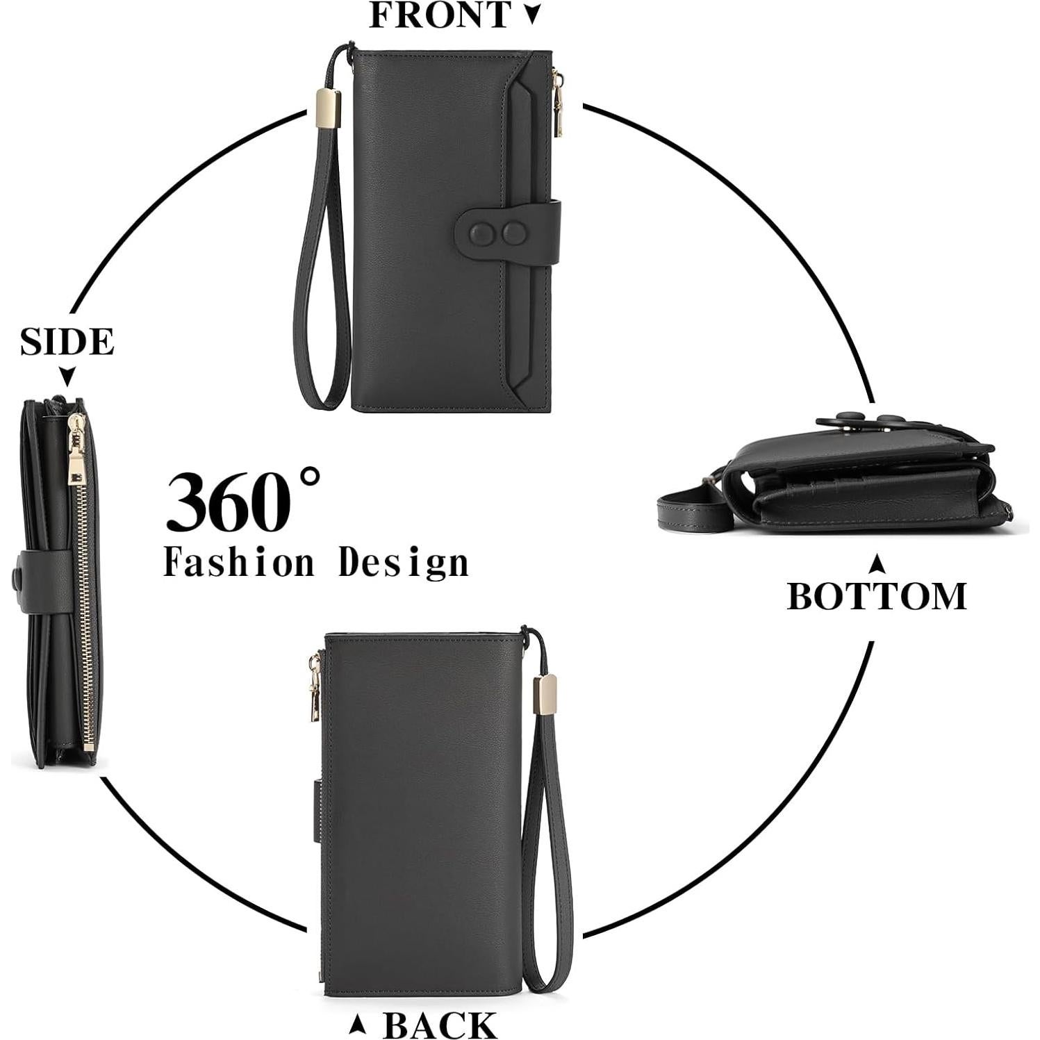 Cartera Grande de Cuero Genuino SENDEFN con Bloqueo RFID