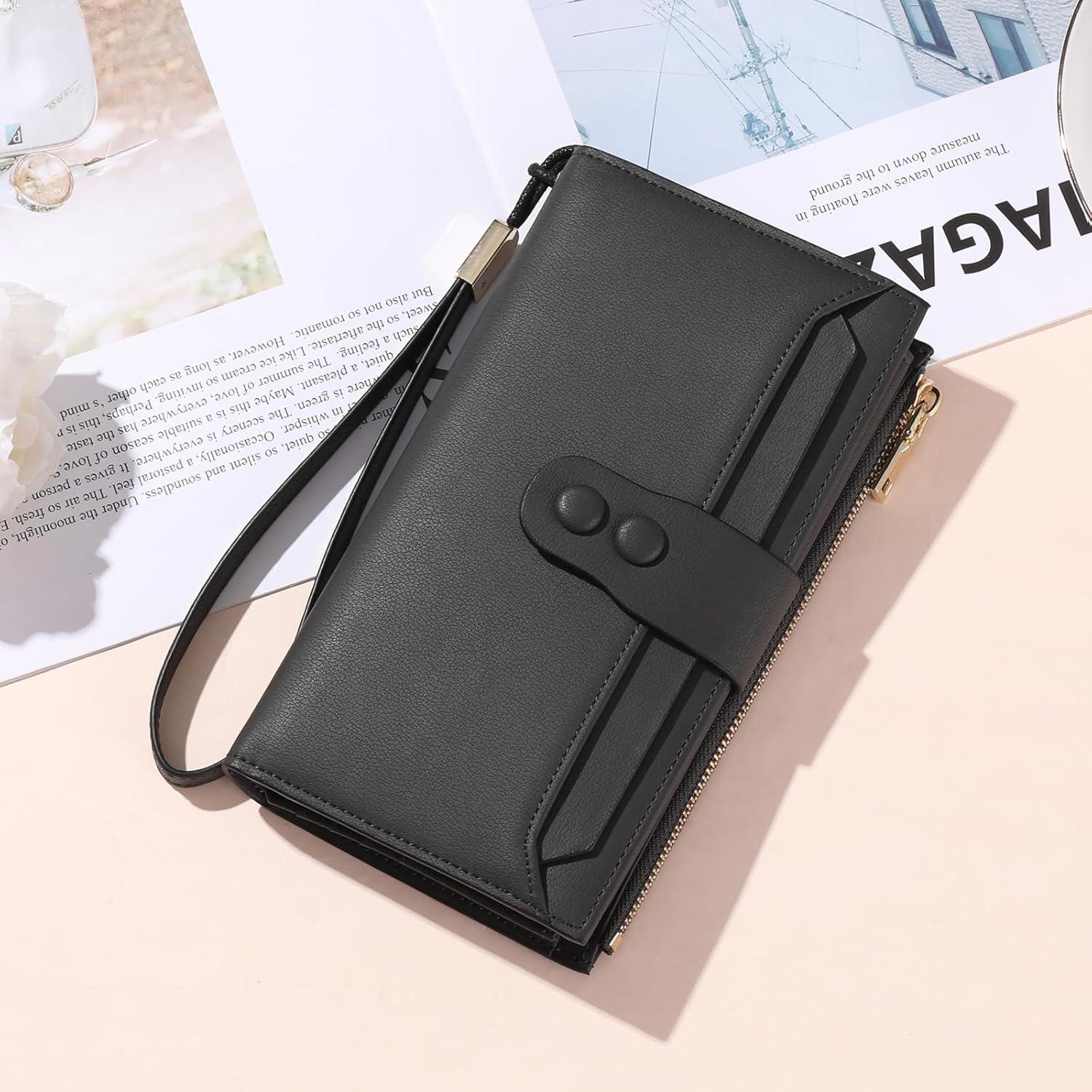 Cartera Grande de Cuero Genuino SENDEFN con Bloqueo RFID